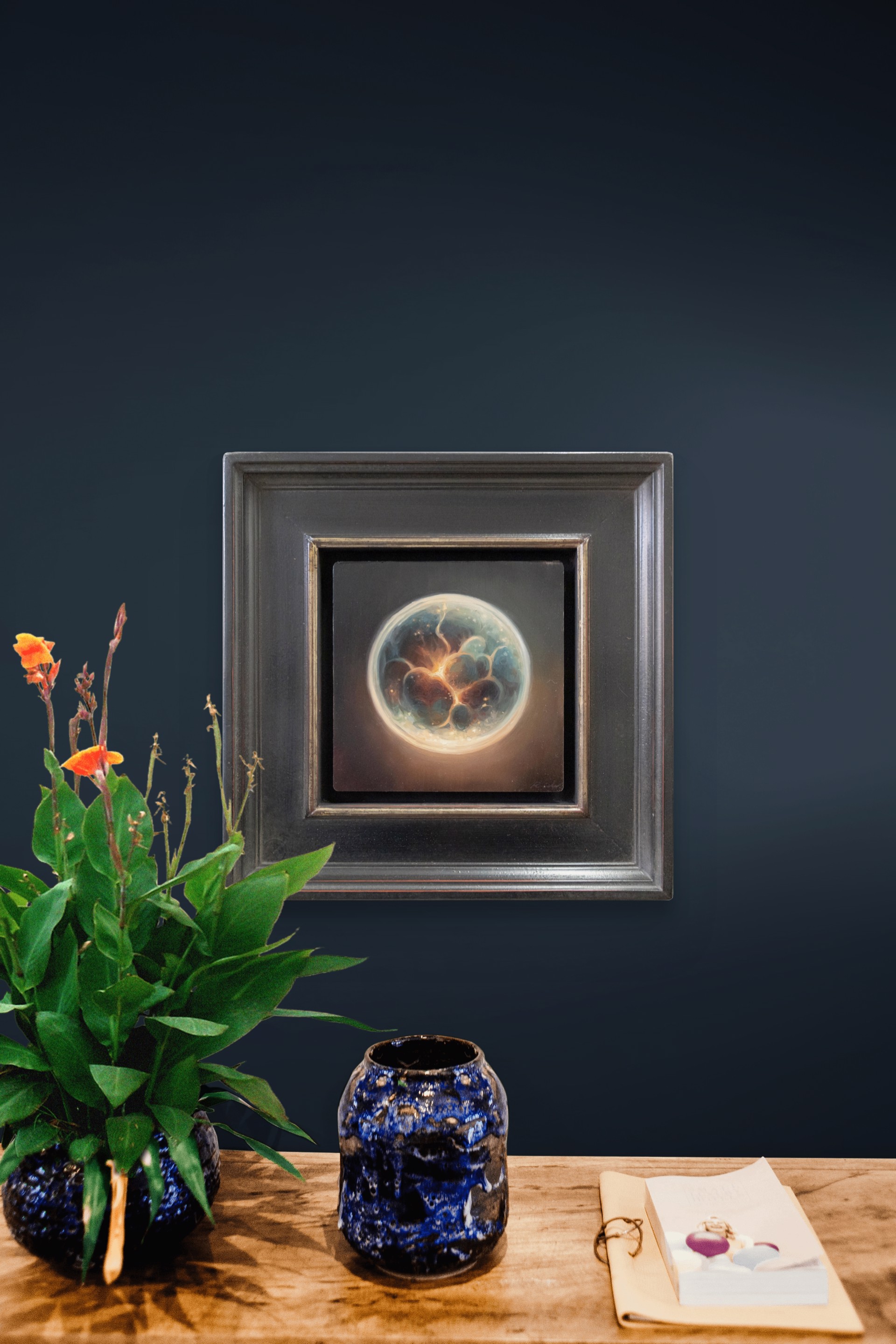 A painting of a heart in the middle of a circle.