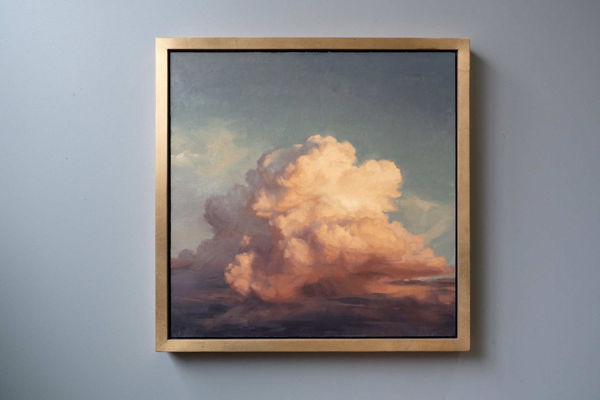 A painting of a large cloud in the sky.