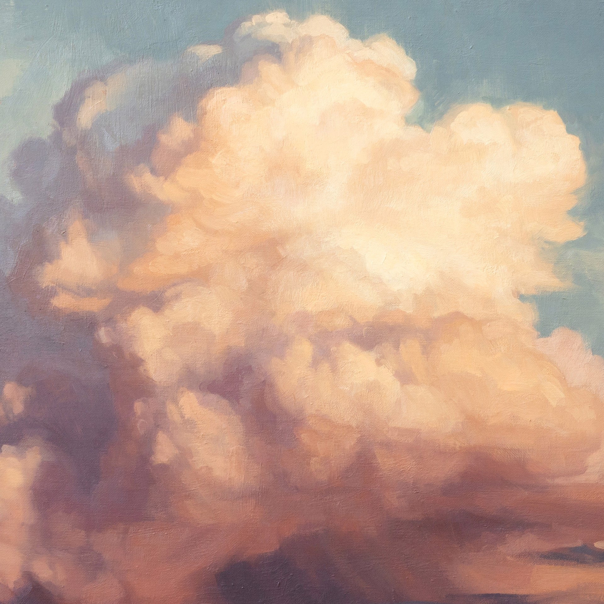 A painting of a large cloud in the sky.