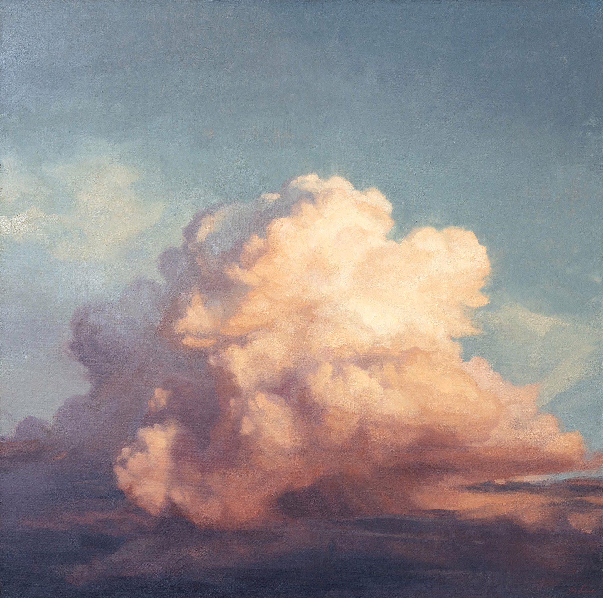 A painting of a large cloud in the sky.