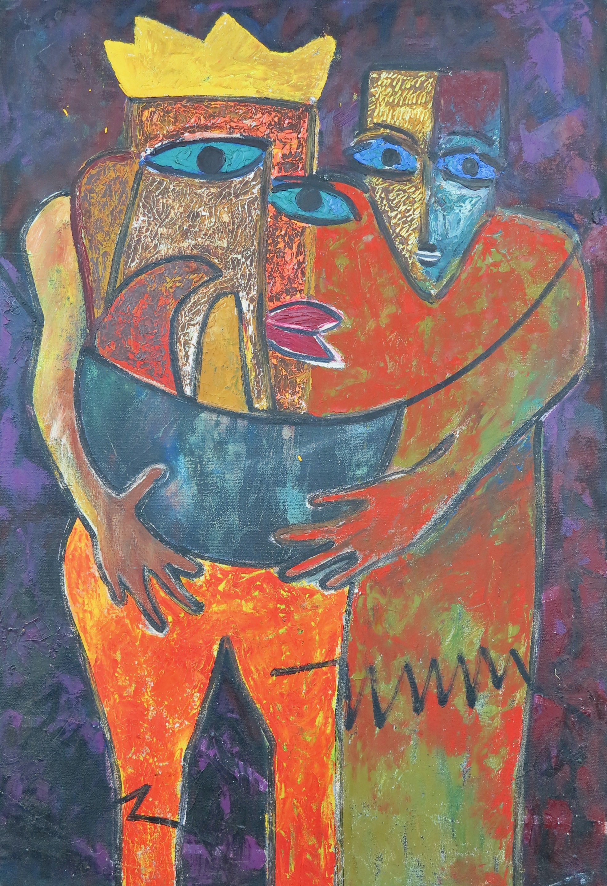 Artwork by Rodrigo Dixon Gently, La pareja que sueña con la luna, Made of Oil On Canvas 