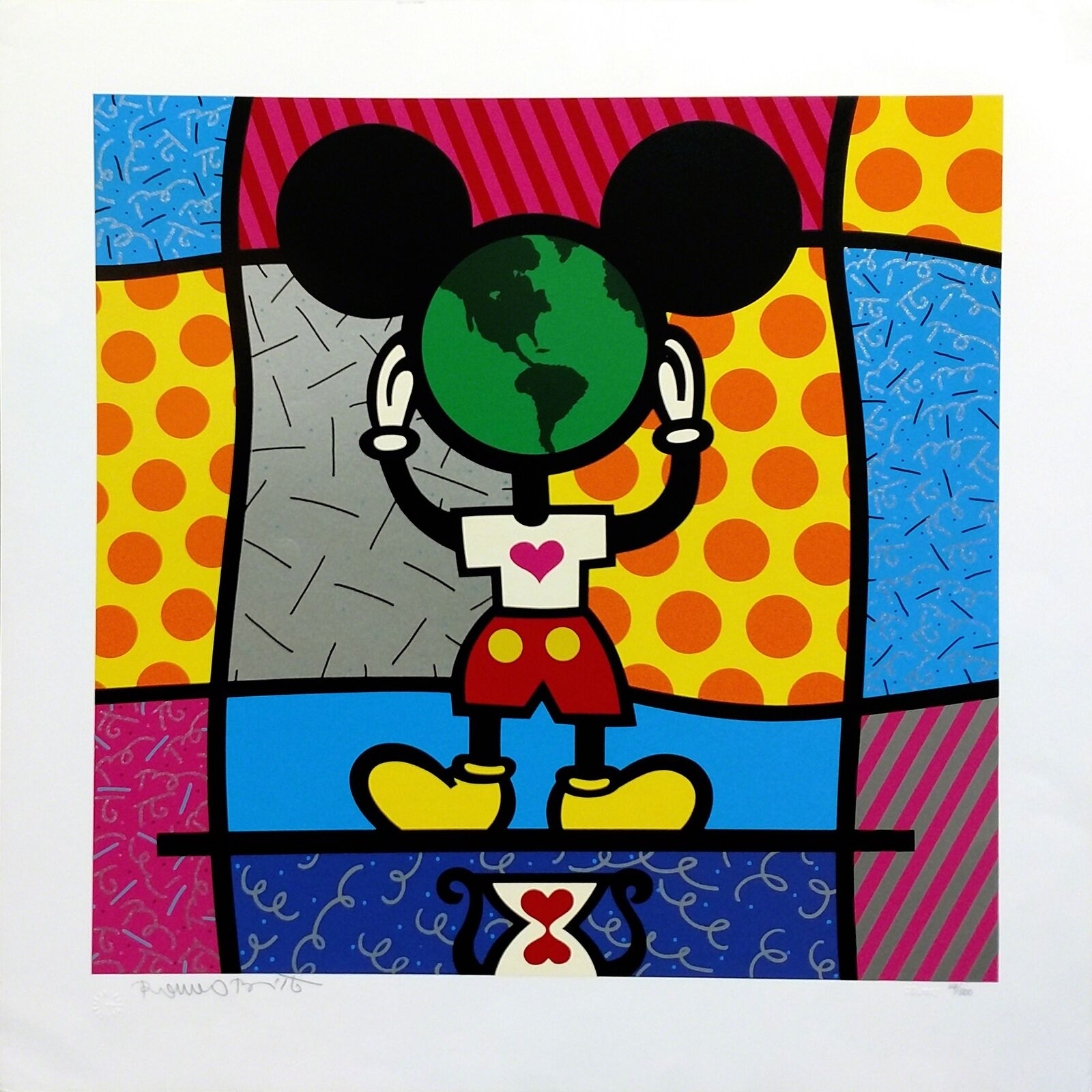 Artwork by Romero Britto, MICKEY'S WORLD, Made of Screenprint 