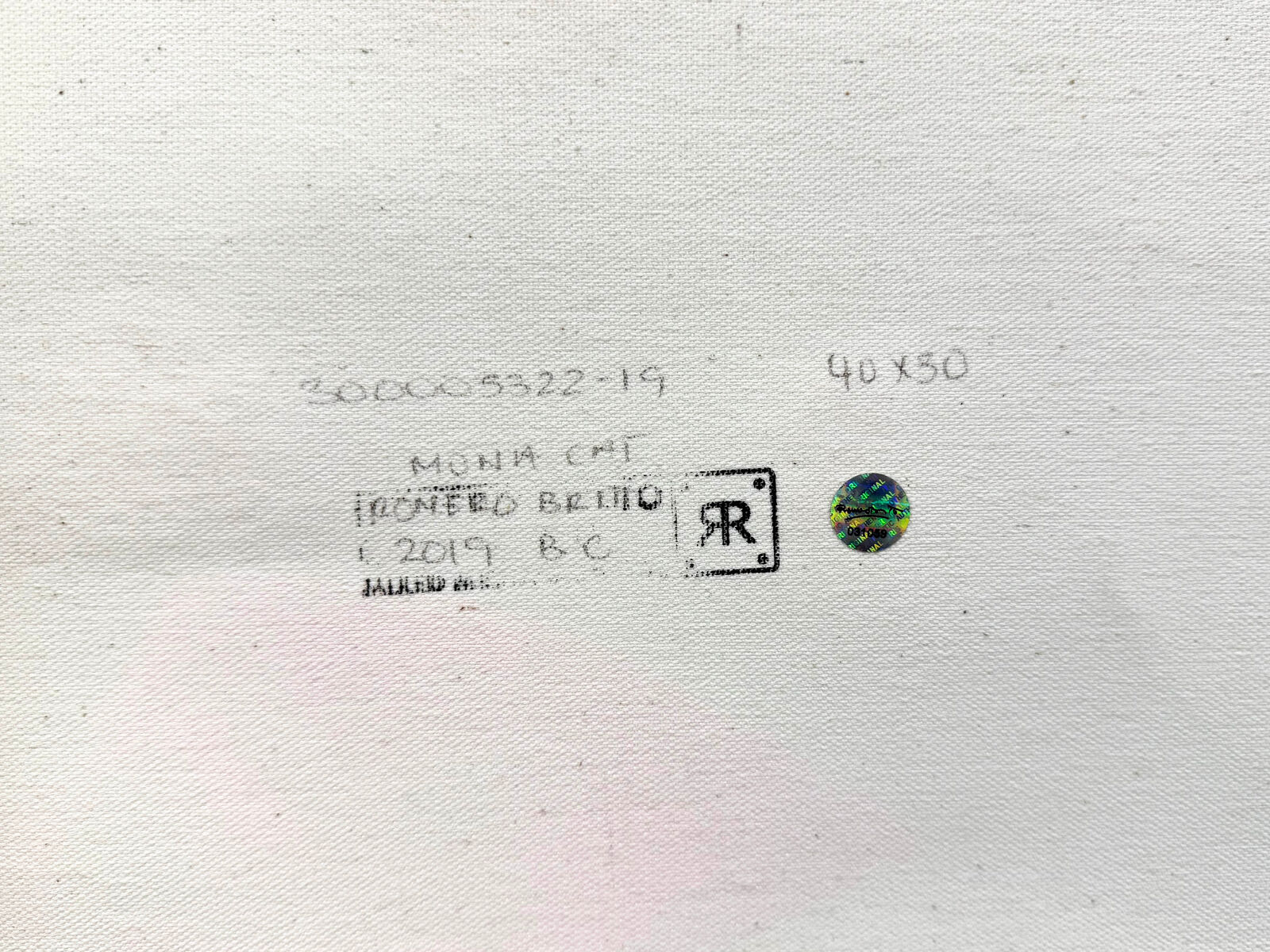 A painting of a blue cat wearing a colorful dress.