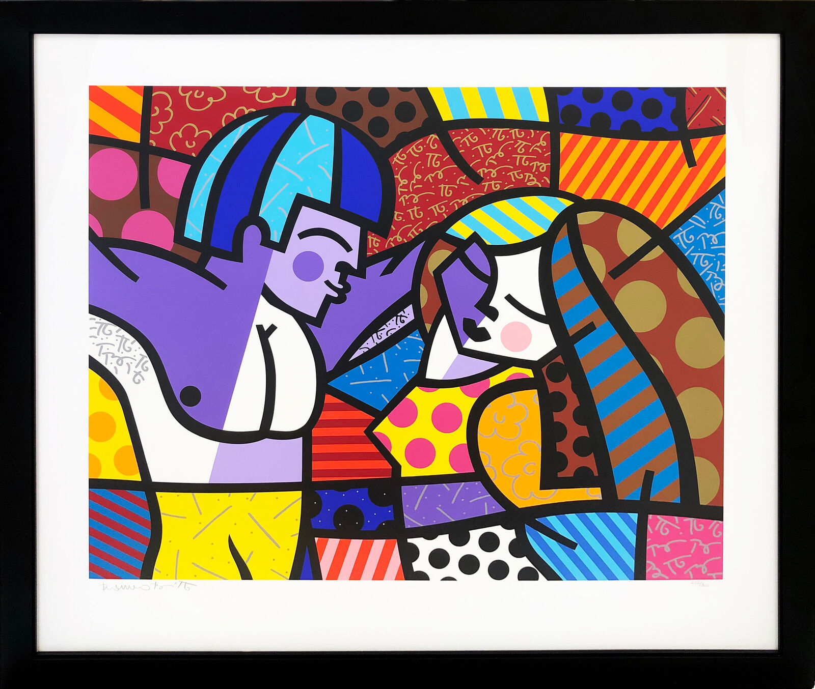 First Love (large framed hand signed screen print) by Romero Britto, 1996