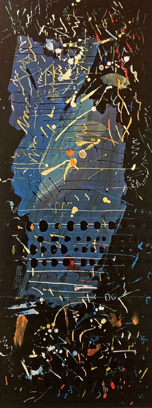 a painting with lots of paint splatters on it