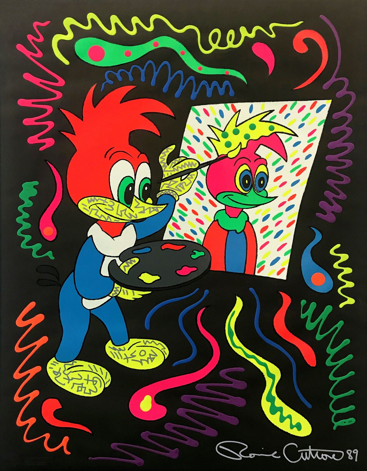 Artwork by Ronnie Cutrone, PUTTING YOUR FACE ON (UNIQUE), Made of Acrylic Paint On Serigraph 