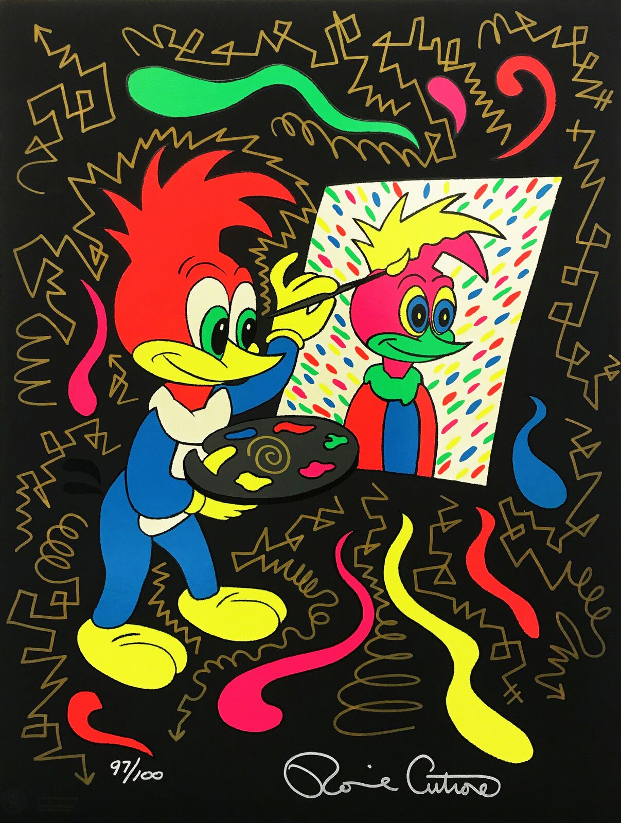 PUTTING YOUR FACE ON (EMBELLISHED) by Ronnie Cutrone, 1989
