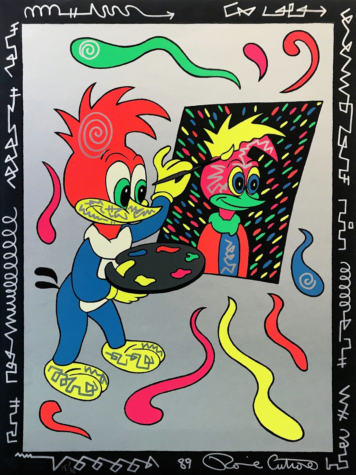 PUTTING YOUR FACE ON (EMBELLISHED) by Ronnie Cutrone, 1989