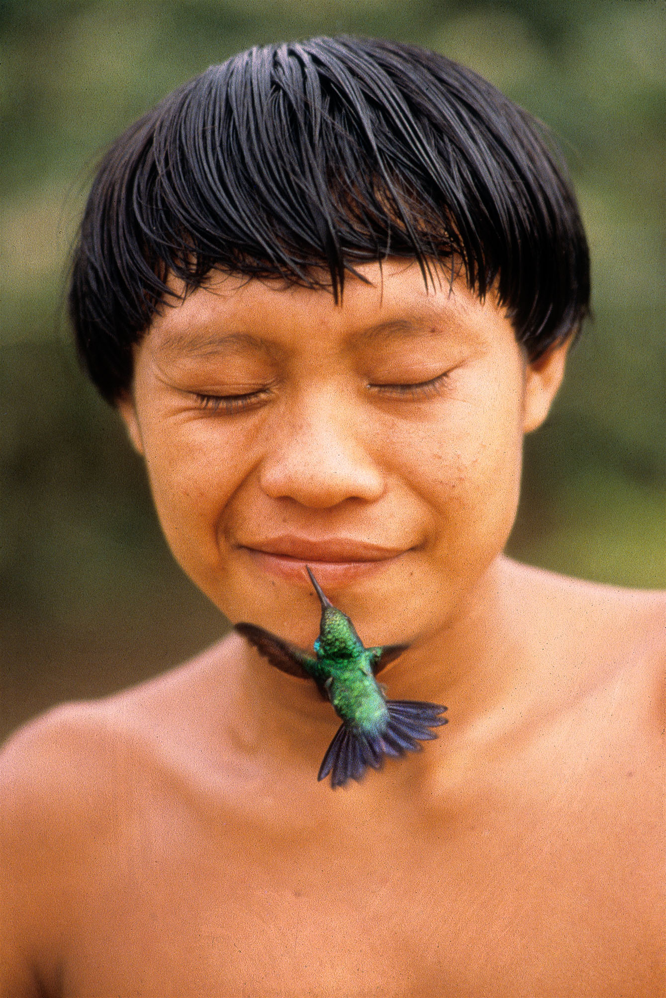 Yanomami with Hummingbird by Rosa Gauditano , 1991