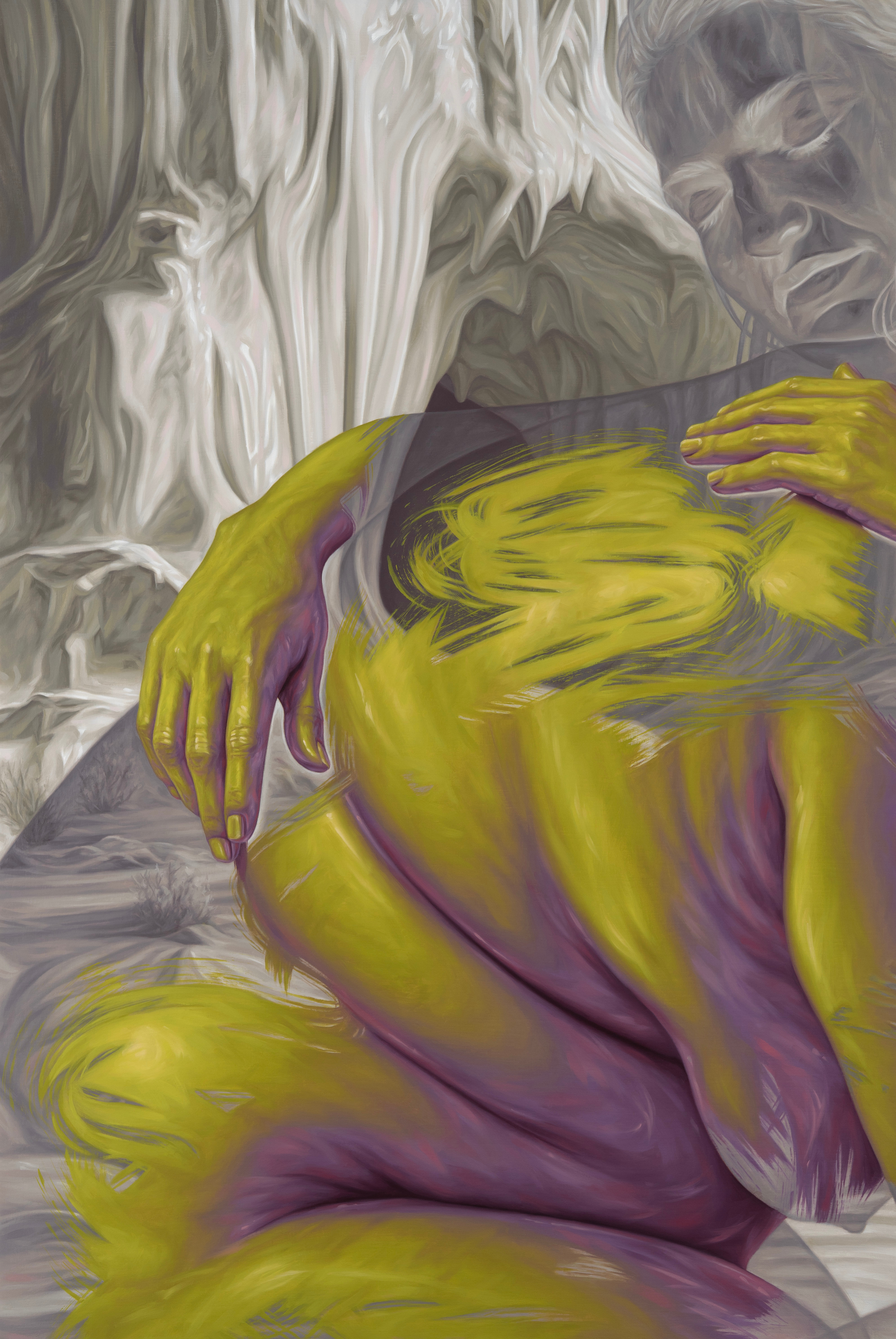 Artwork by Rosalie Gamache, Ce qui nous lie, Made of Huile sur toile marouflée sur panneau / Oil on canvas laid on board 