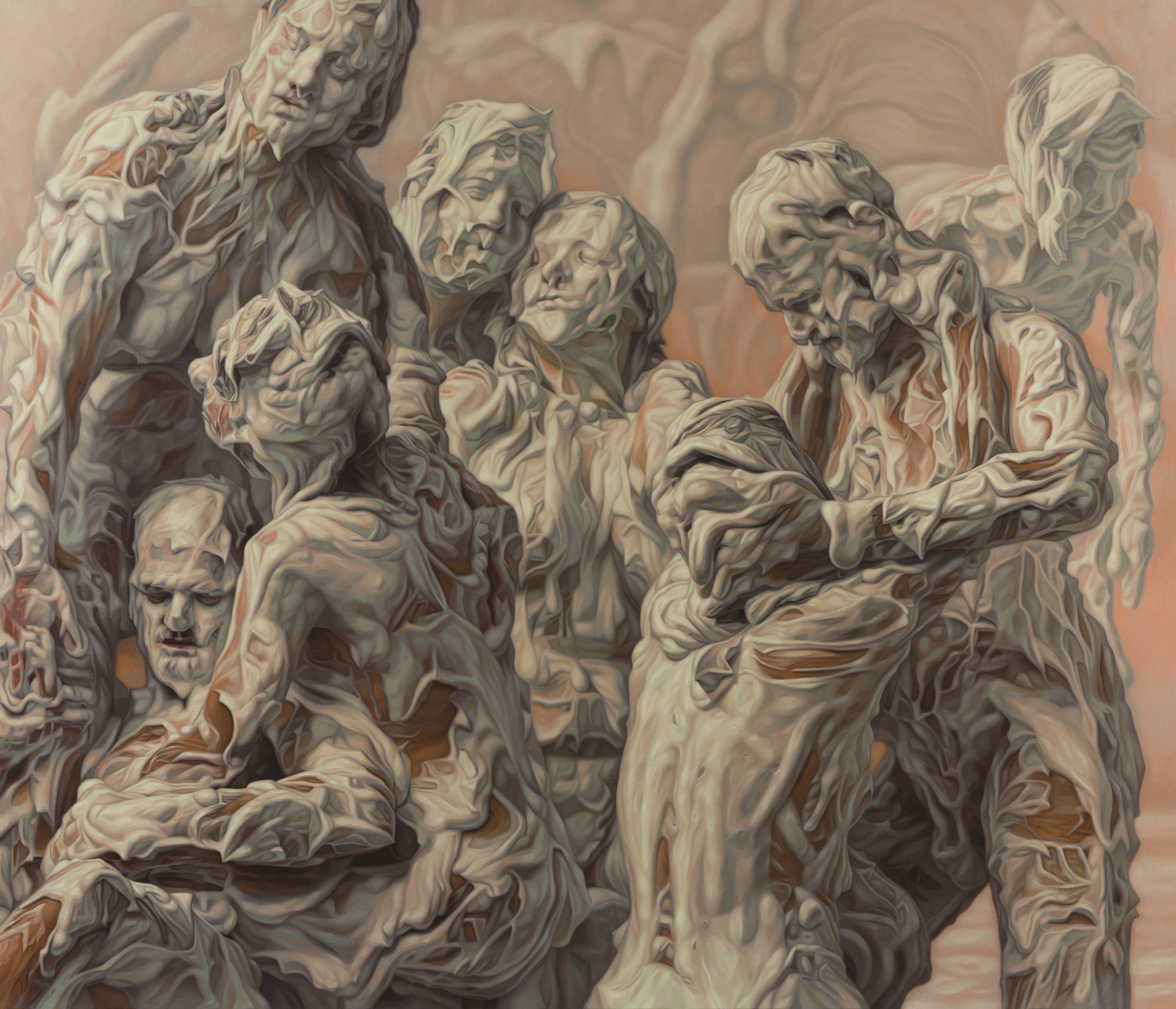 A painting of a group of people in a group.