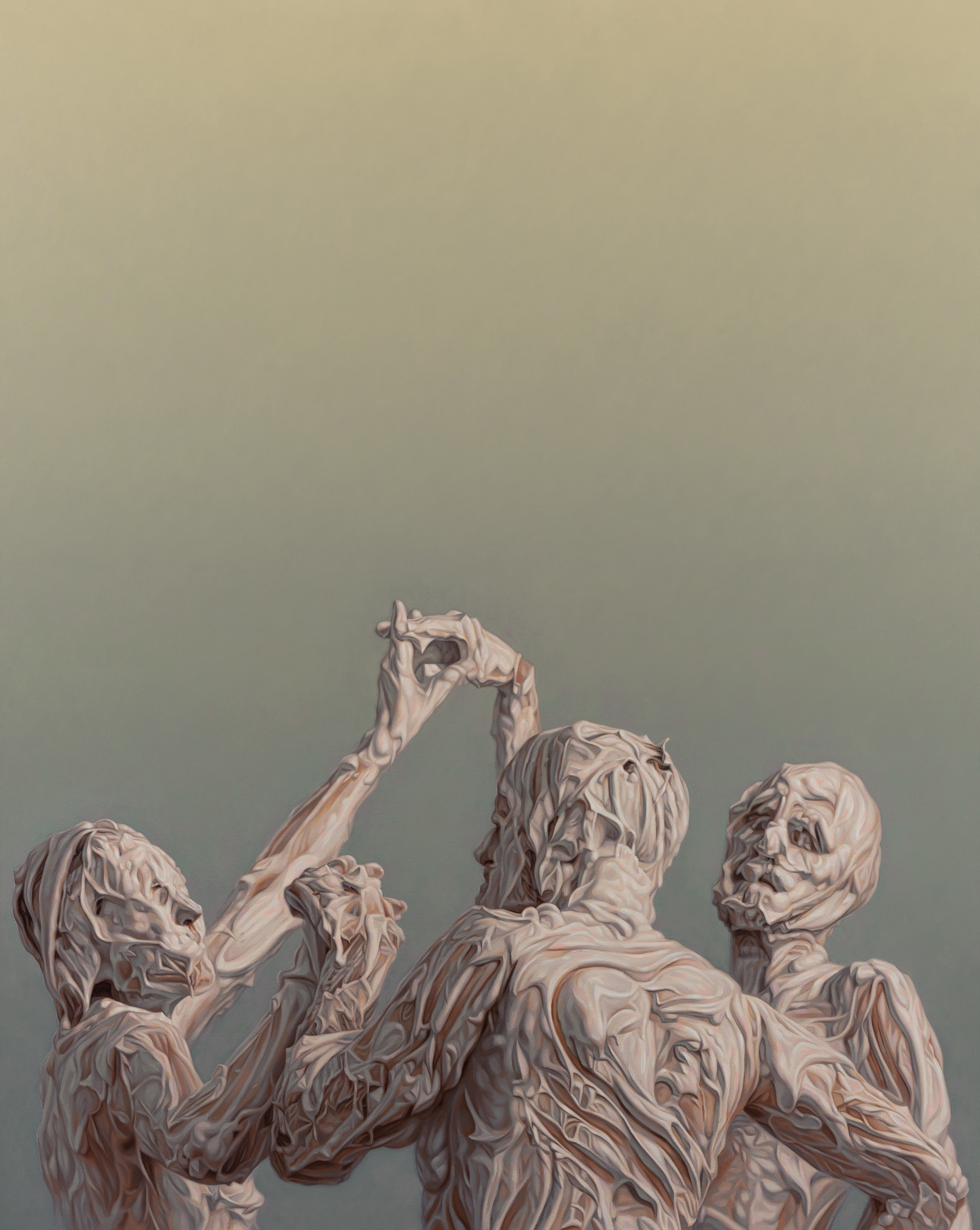 A painting of a group of people dancing together.