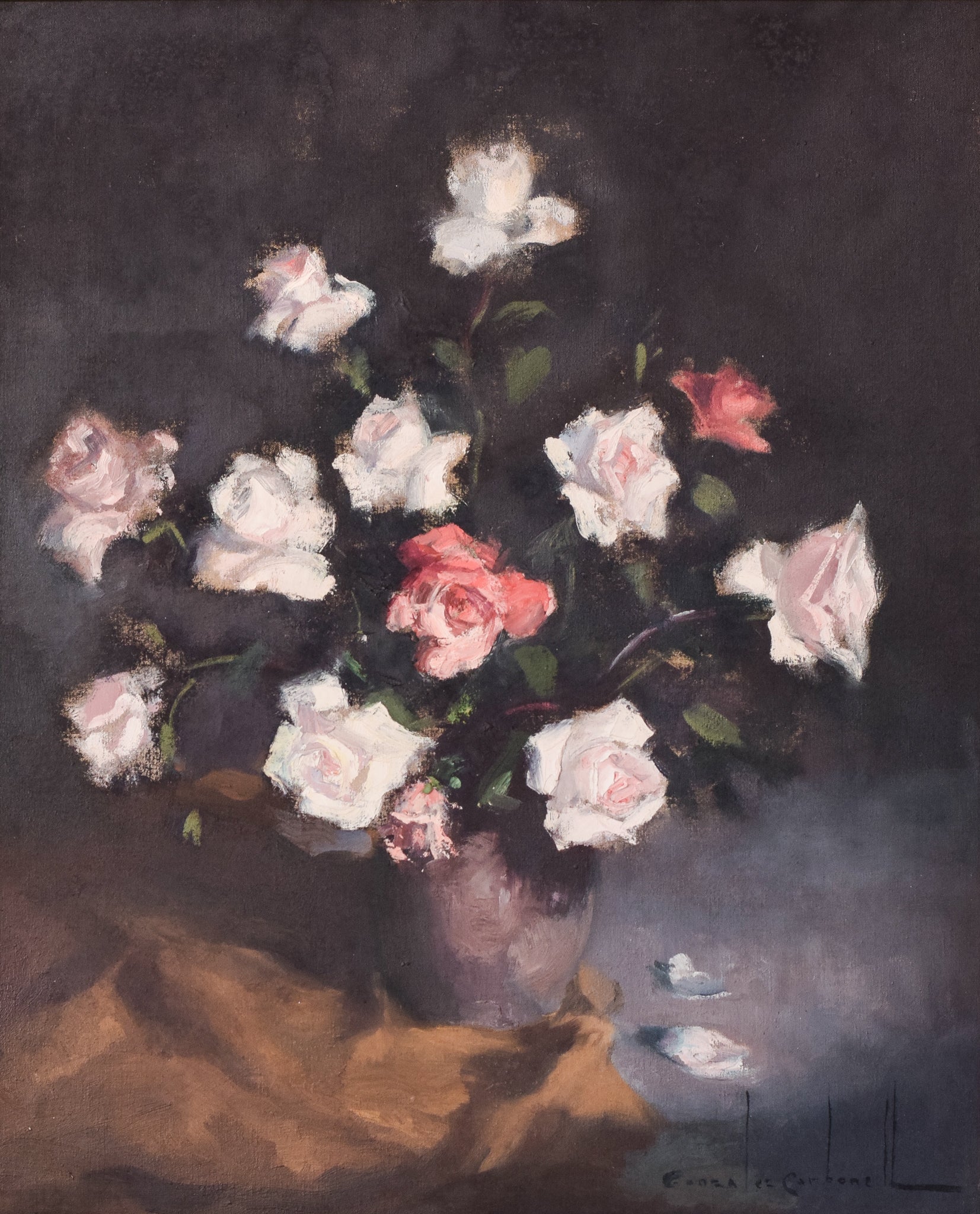 Still Life with Roses by Rosendo González Carbonell, 20th Century