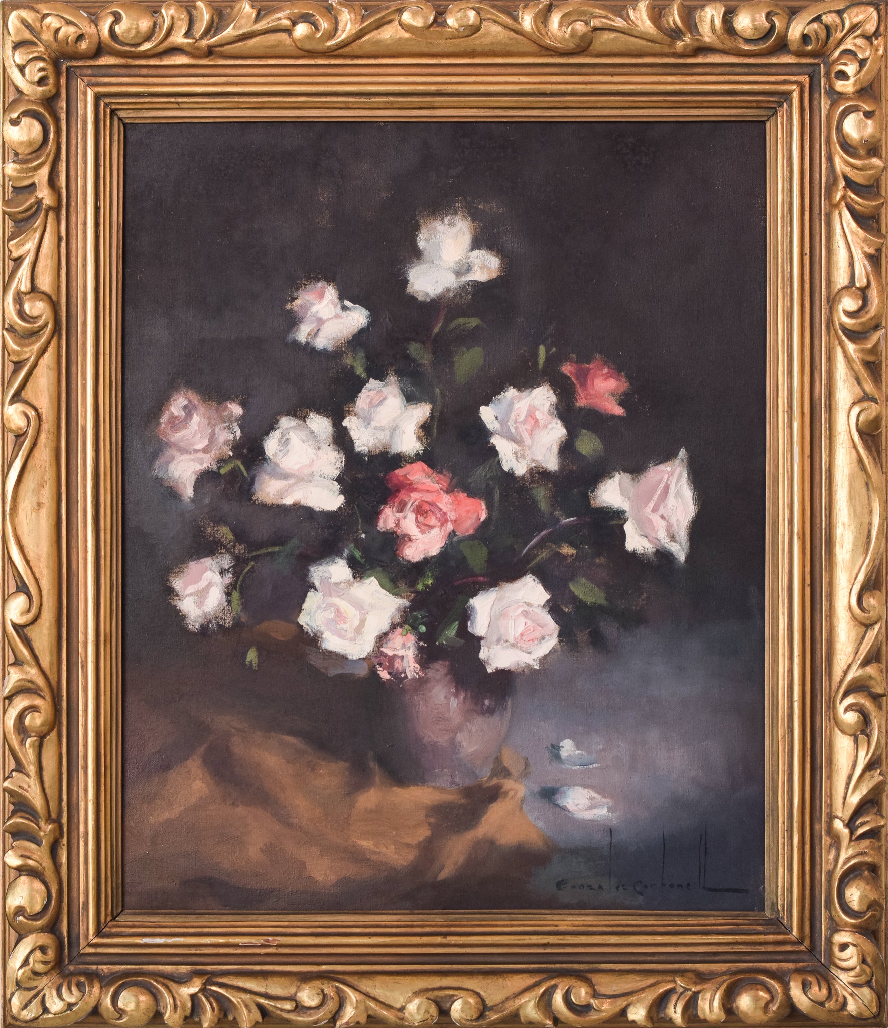 Artwork by Rosendo González Carbonell, Still Life with Roses, Made of Oil on canvas 