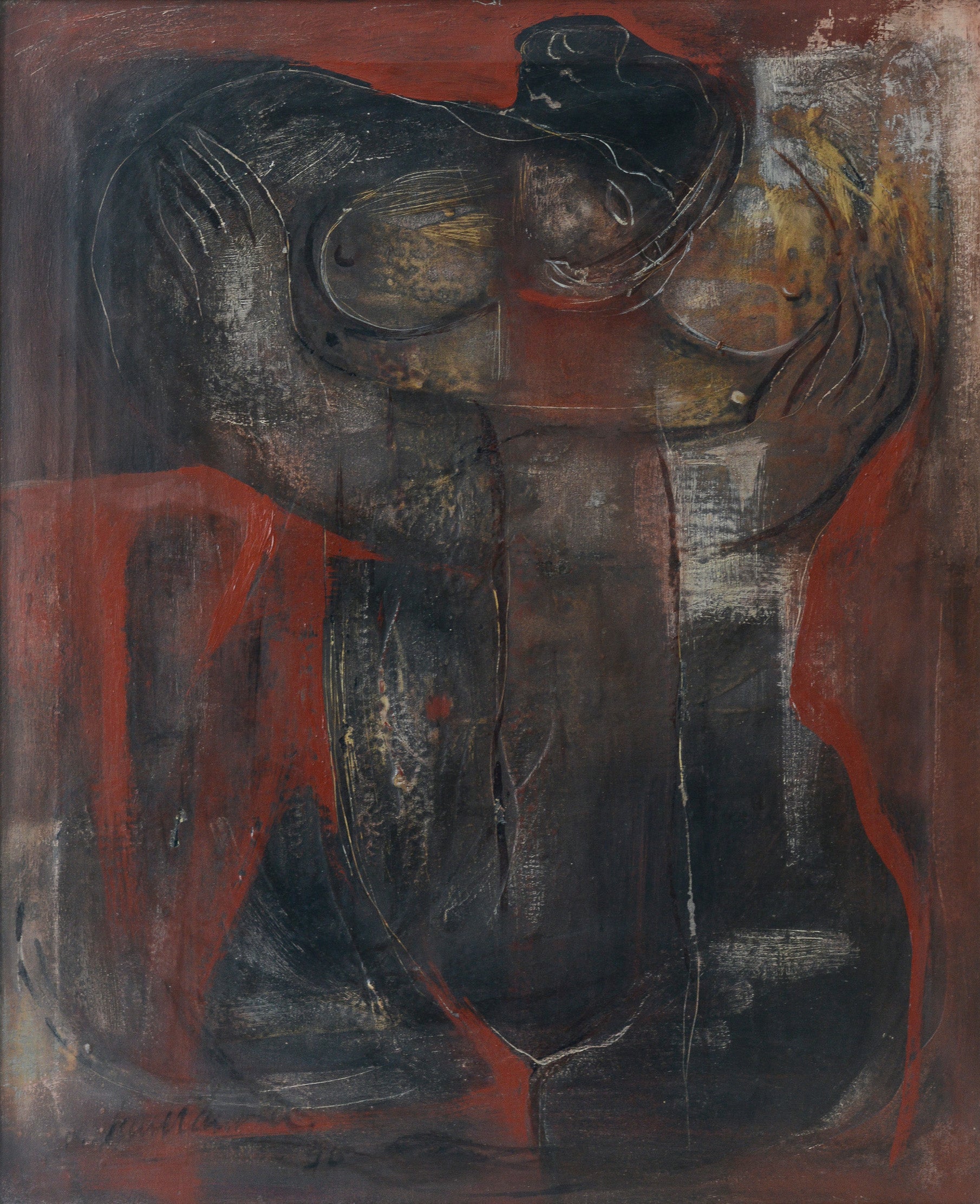 Artwork by Roser Muntañola, Diosa Negra (Black Goddess), Made of Oil on canvas 