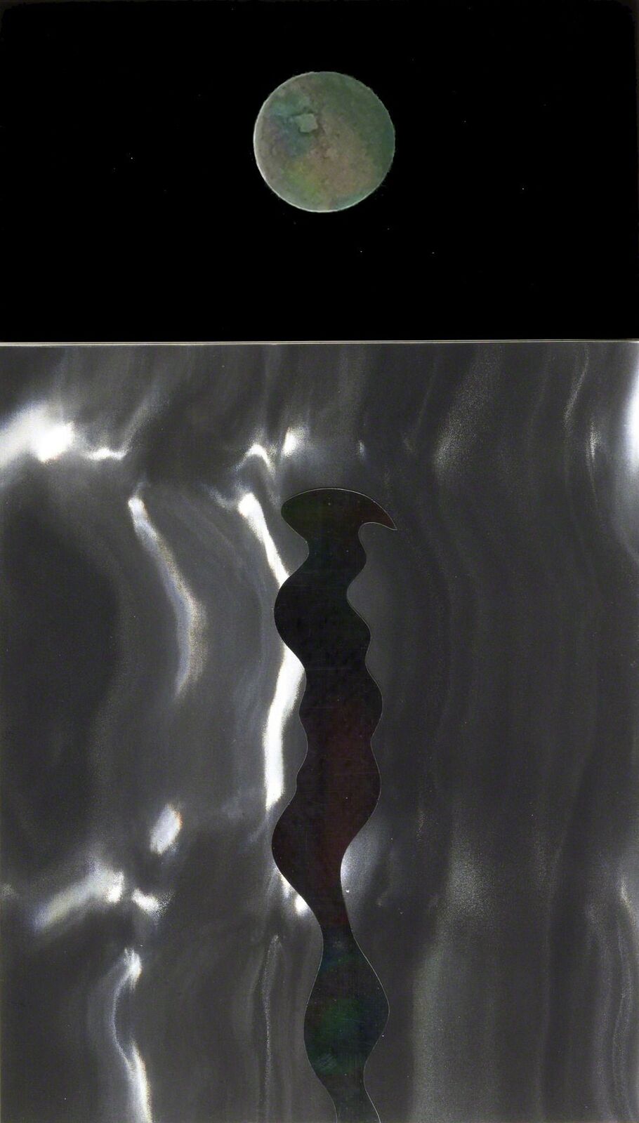 Artwork by Roy Lichtenstein, LANDSCAPE 8, Made of Iridescent Mylar Collage On Opaque Black Rowlux And Gray Moire Rowlux 