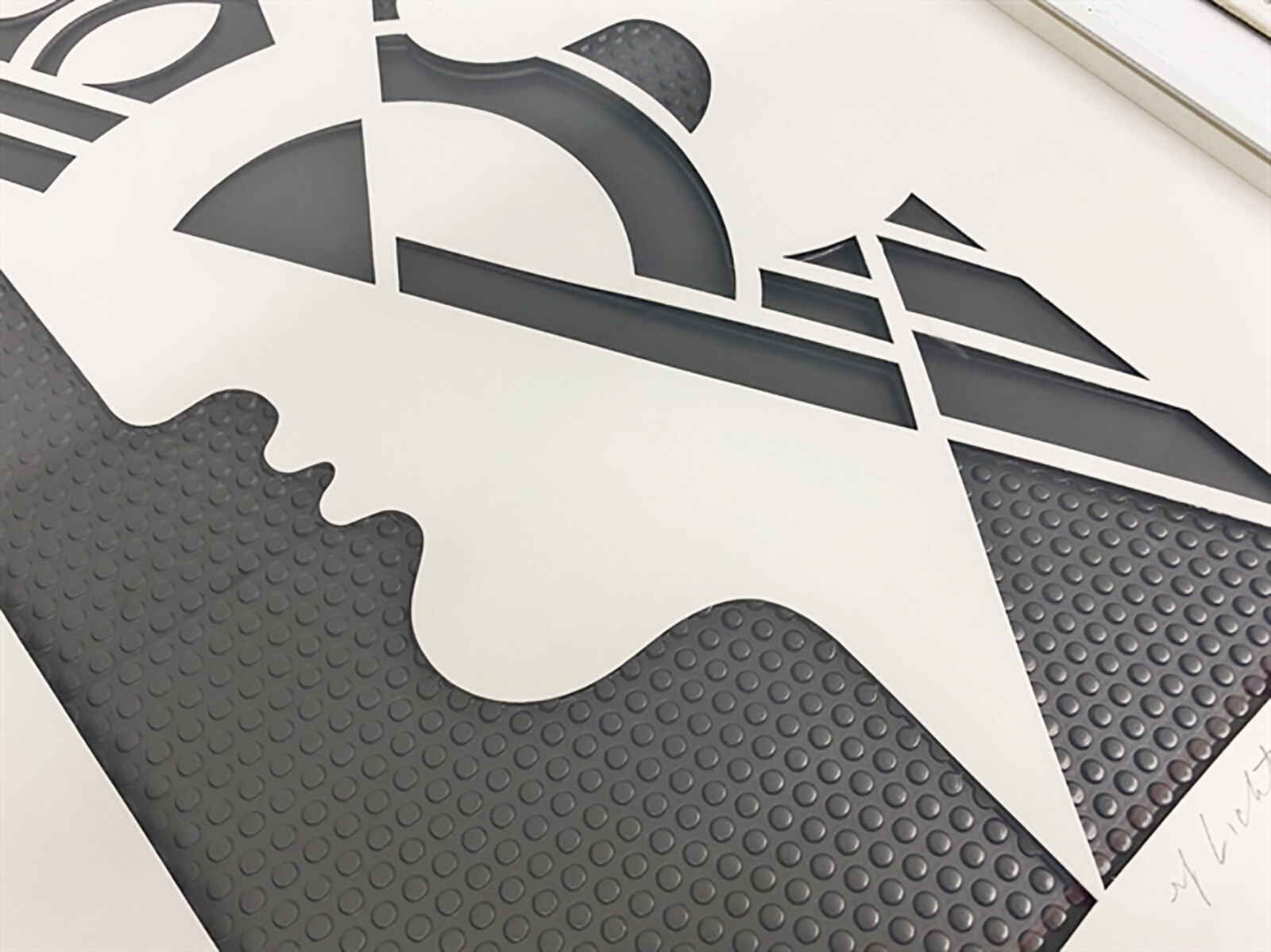 Artwork by Roy Lichtenstein, MODERN HEAD #5, Made of Embossed Graphite With Die-cut Paper Overlay 
