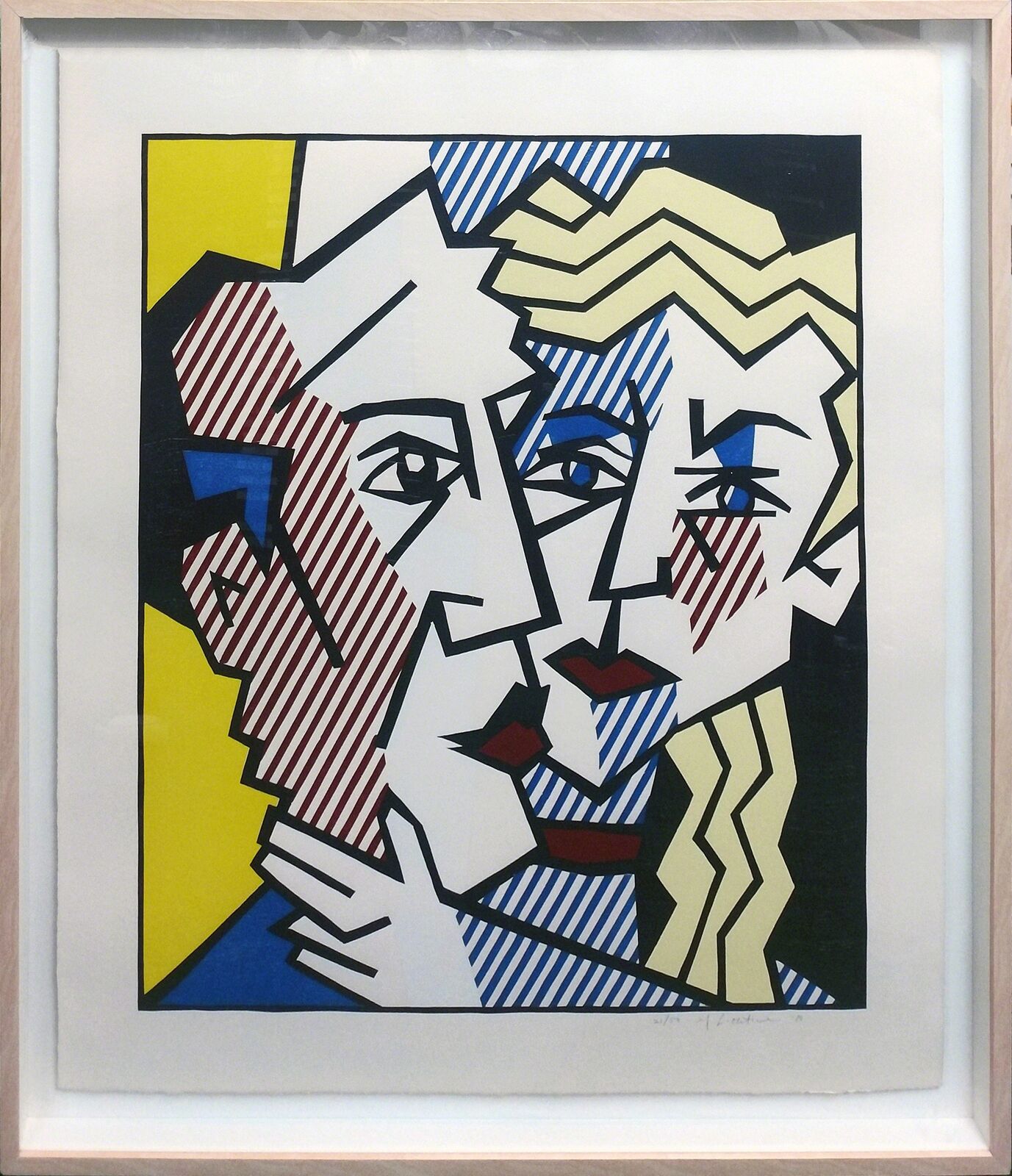 Artwork by Roy Lichtenstein, THE COUPLE, Made of Woodcut With Embossing In Colors 