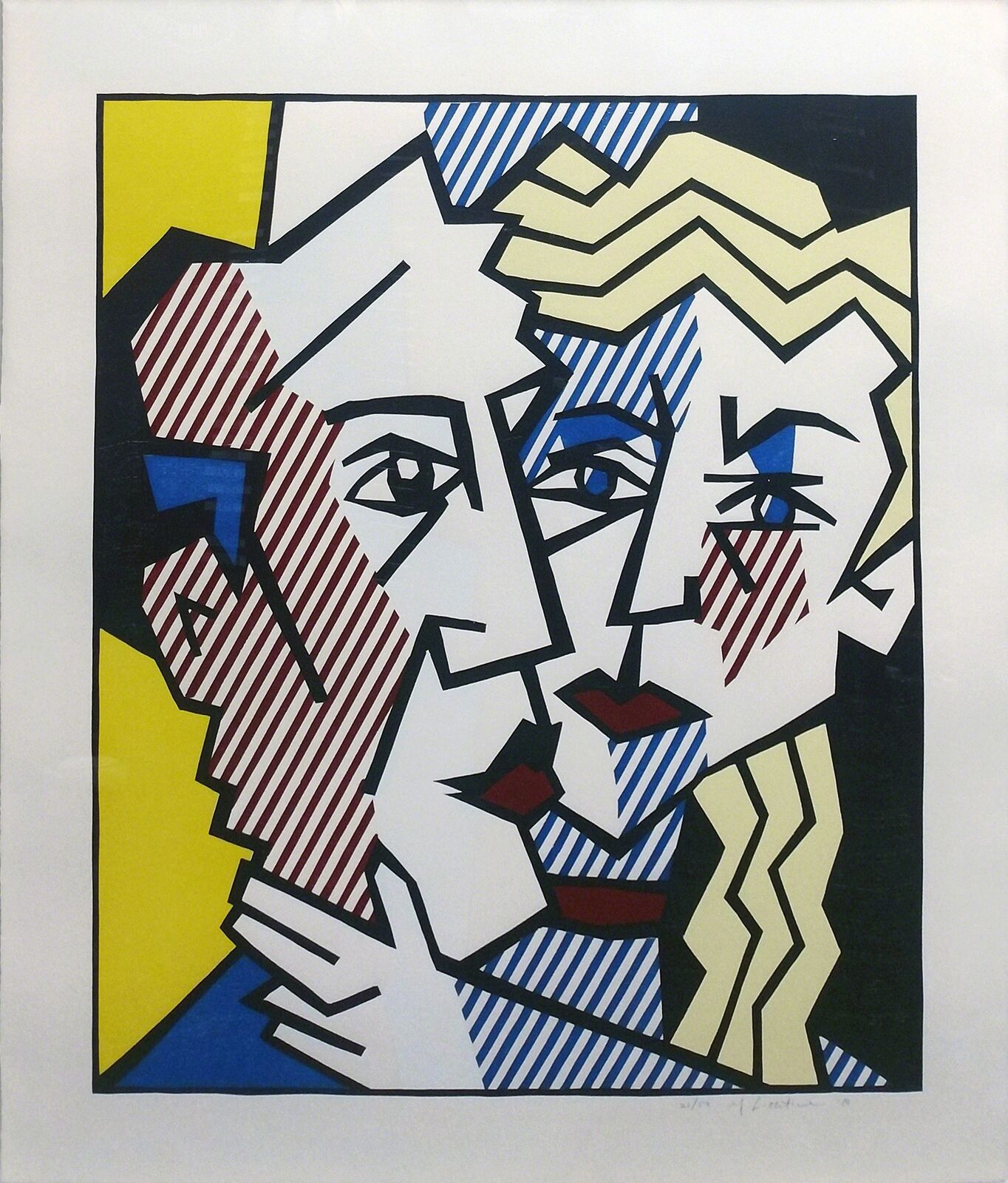 Artwork by Roy Lichtenstein, THE COUPLE, Made of Woodcut With Embossing In Colors 