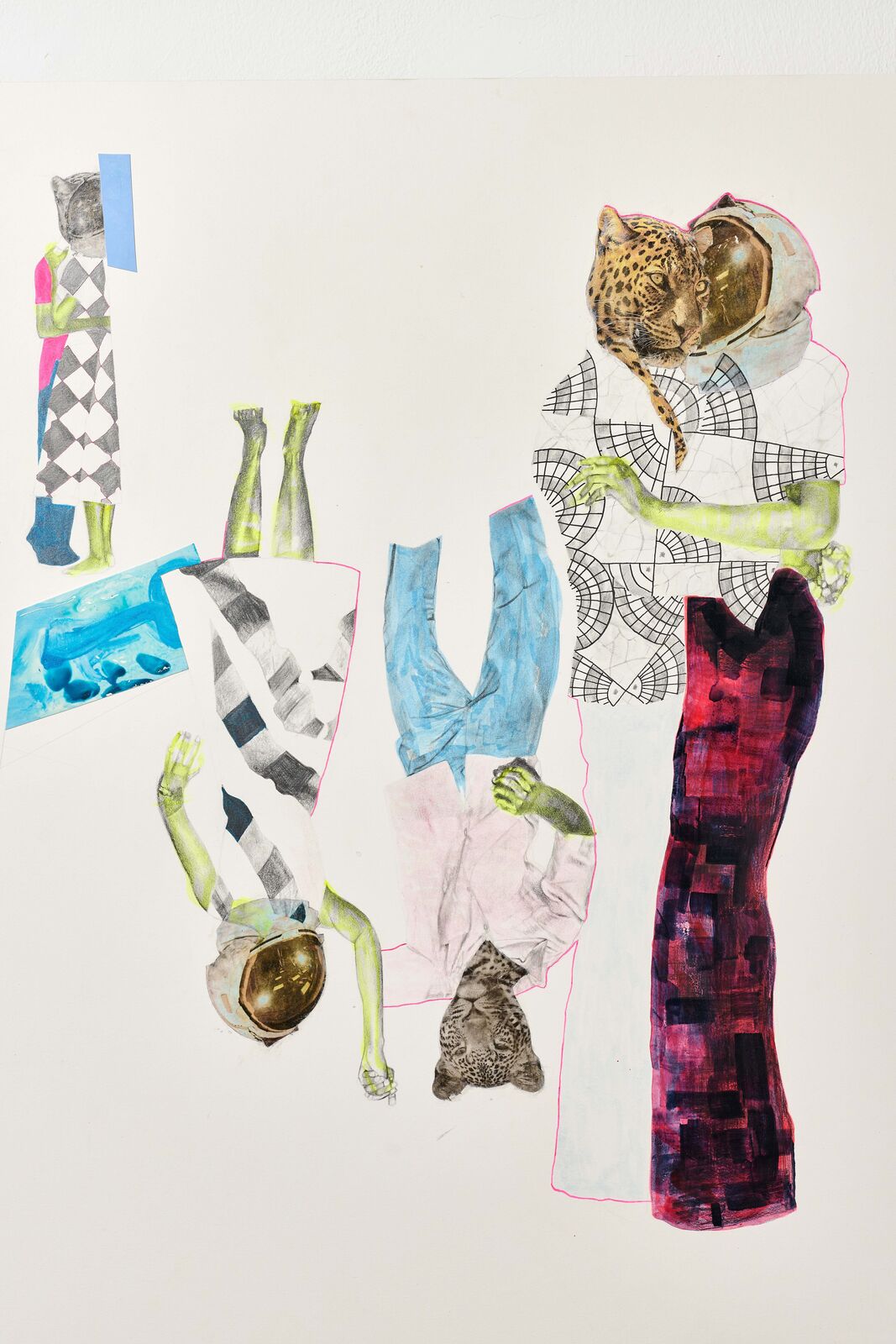 Artwork by Ruby Onyinyechi Amanze, THE BIG DANCE III; what are you training for? [POOL + AUDRE + ADA], Made of Graphite, ink and photo transfer on paper 