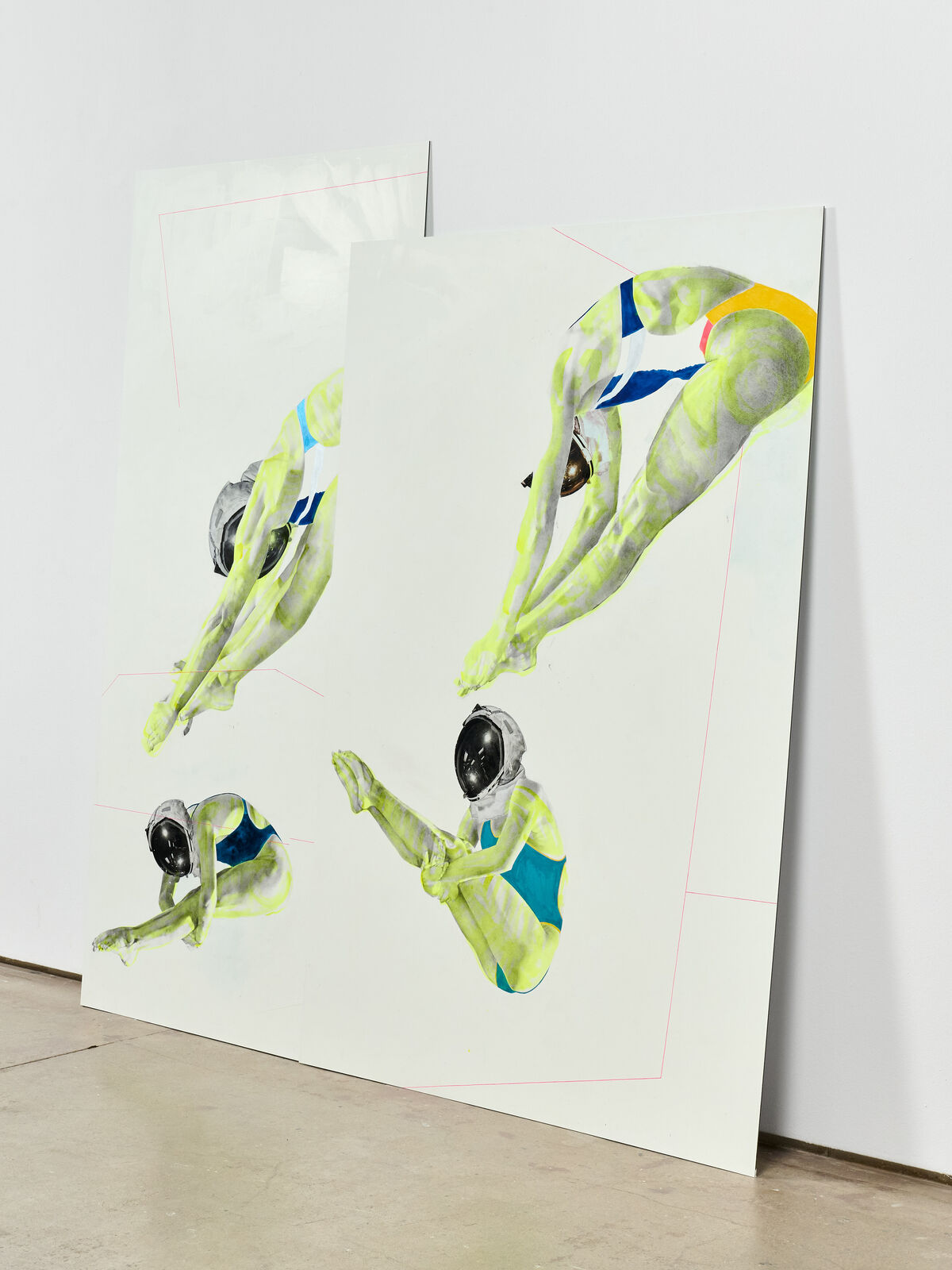 Artwork by Ruby Onyinyechi Amanze, when I look up, down, left, right, in front, behind, I see the same thing: the infinite deep blue [ADA], Made of Graphite, ink and photo transfer on paper 