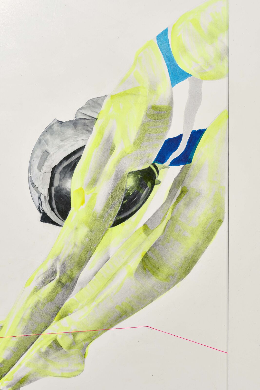 Artwork by Ruby Onyinyechi Amanze, when I look up, down, left, right, in front, behind, I see the same thing: the infinite deep blue [ADA], Made of Graphite, ink and photo transfer on paper 