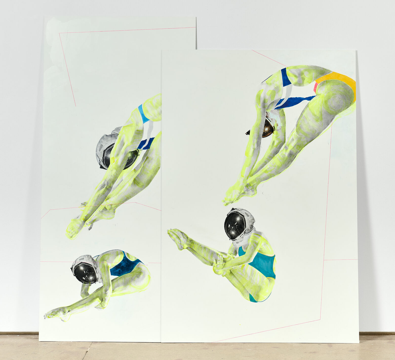 Artwork by Ruby Onyinyechi Amanze, when I look up, down, left, right, in front, behind, I see the same thing: the infinite deep blue [ADA], Made of Graphite, ink and photo transfer on paper 