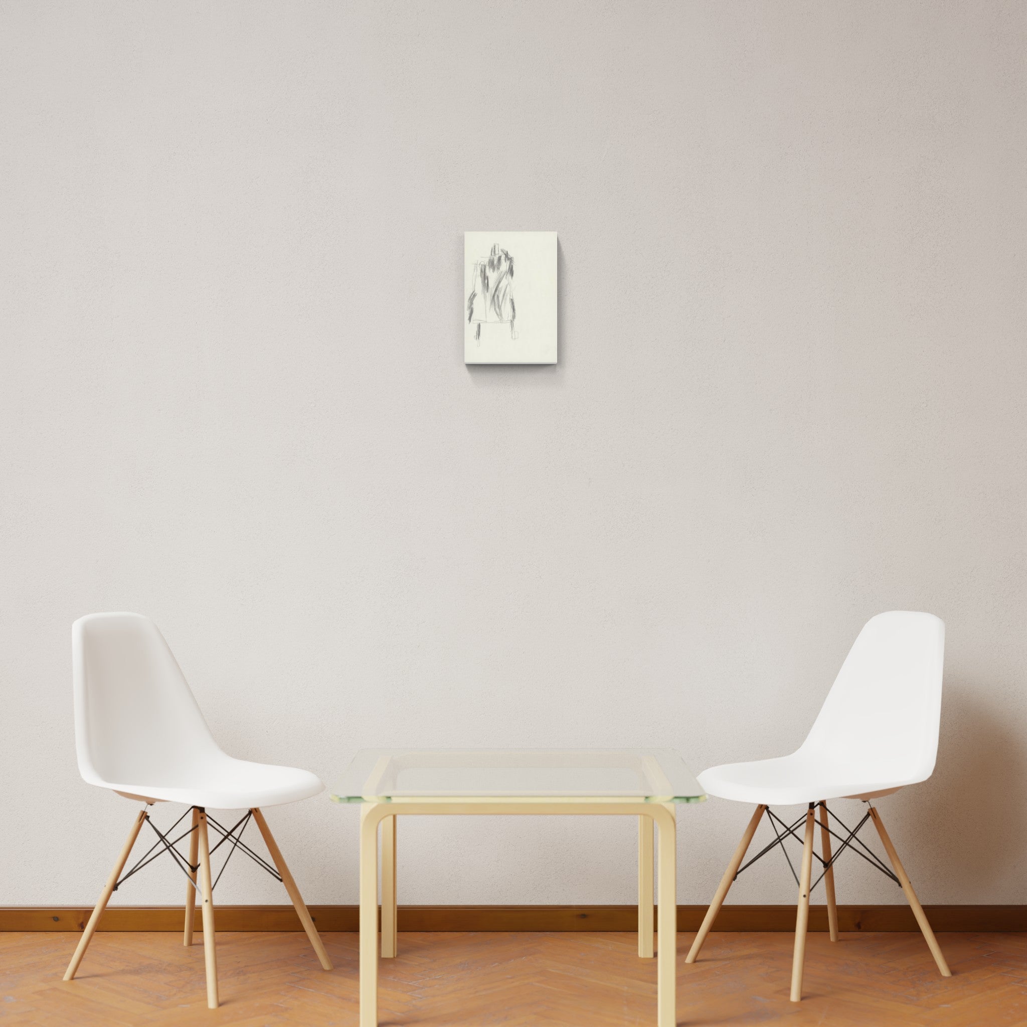 A drawing of a mannequin on a white background.