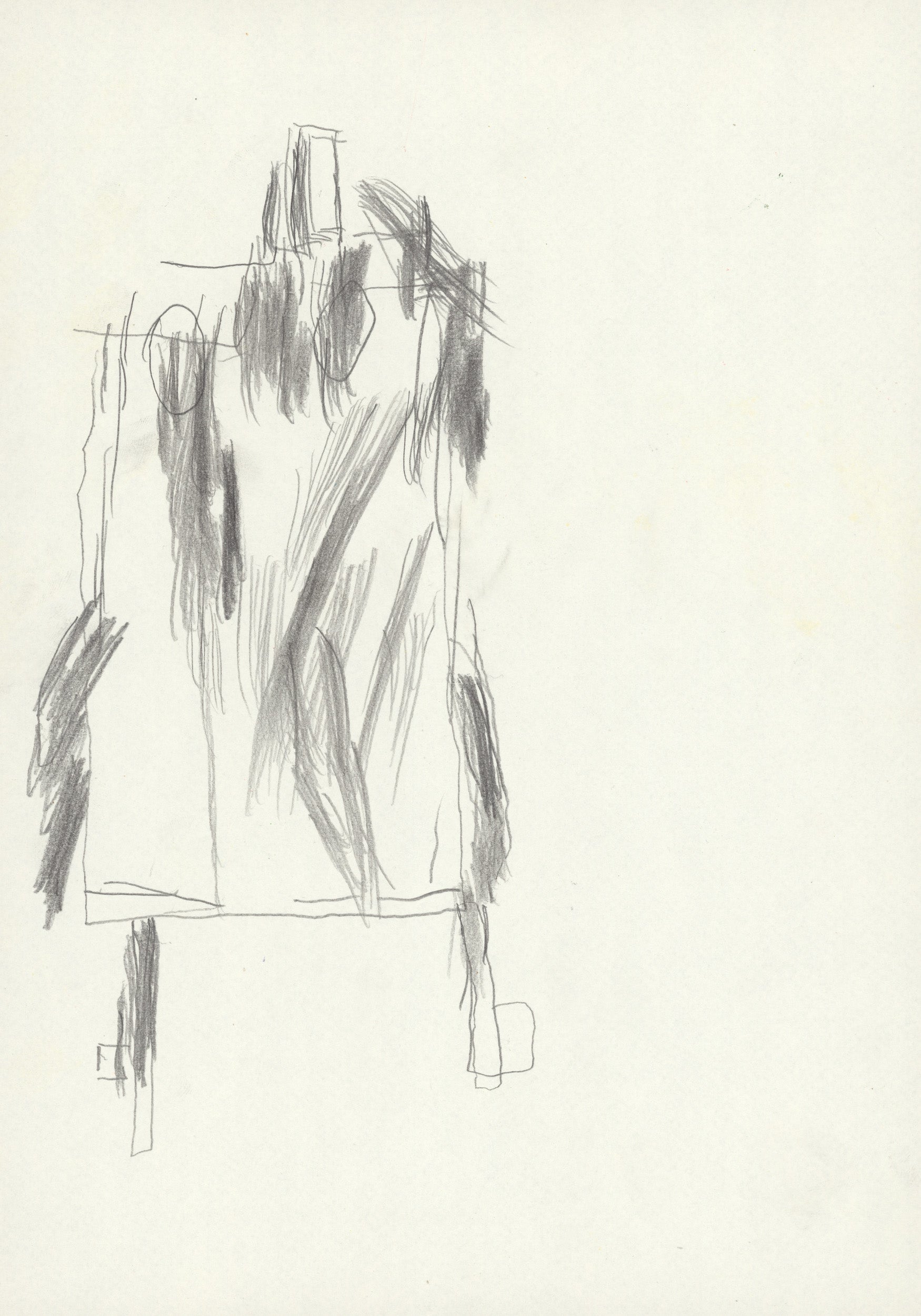 A drawing of a mannequin on a white background.