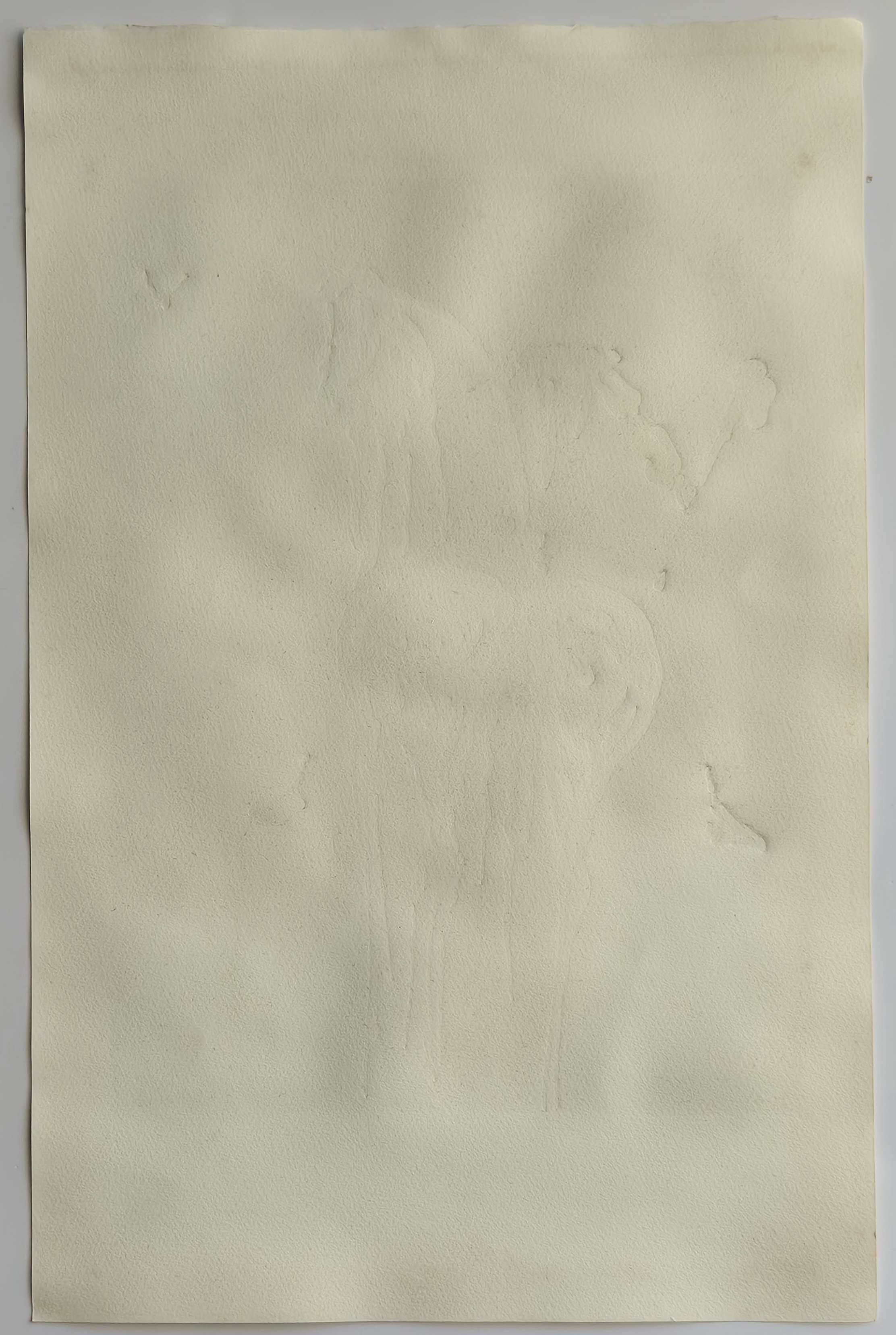 A black and white painting on a piece of paper.