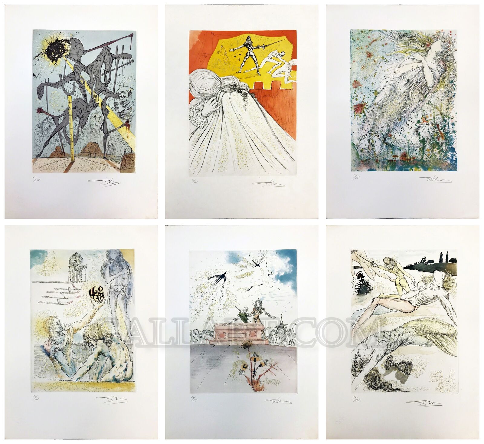 Artwork by Salvador Dalí, HAMLET SUITE, Made of Hand Colored Engraving & Aquatint On Arches Paper 