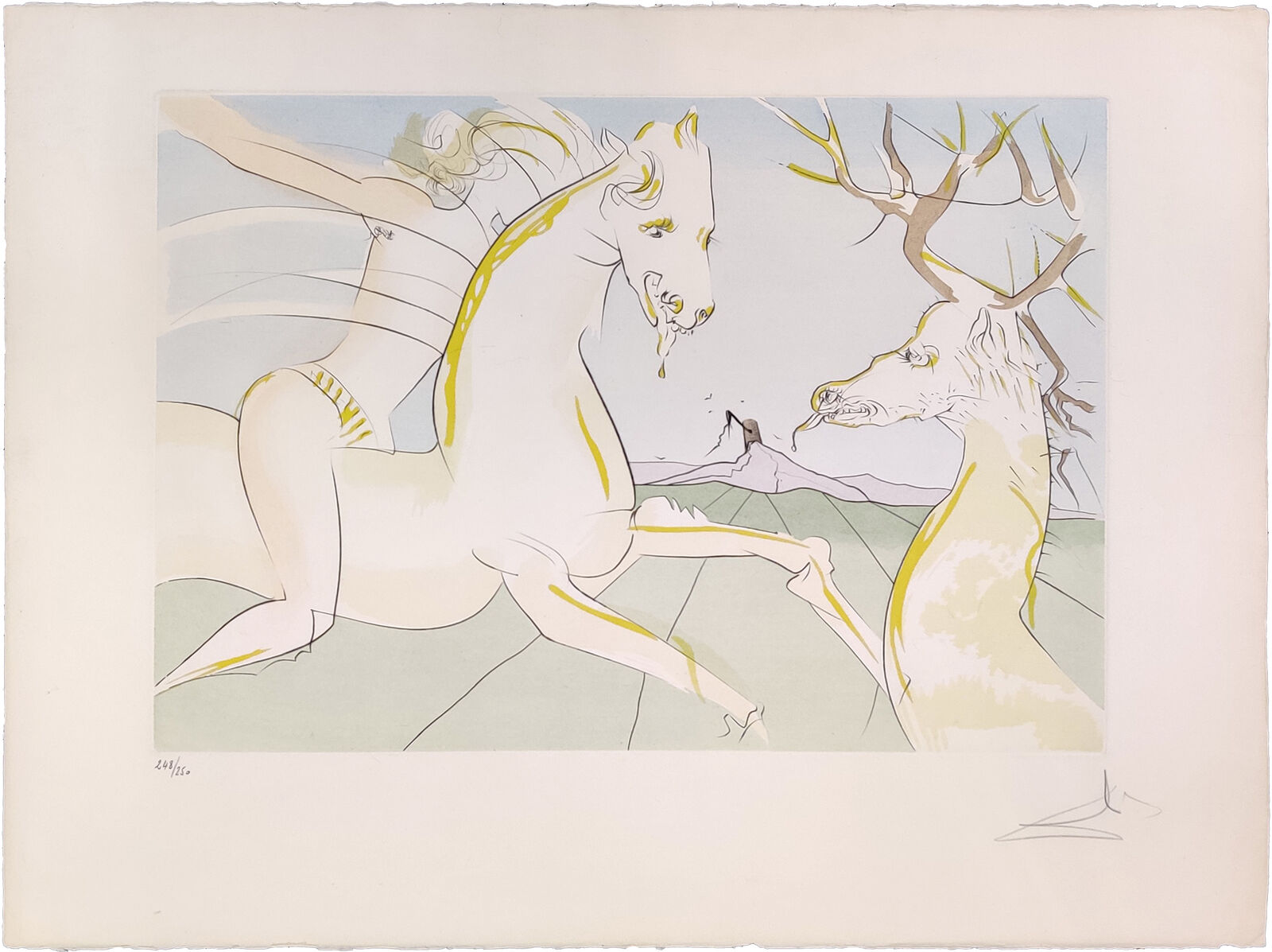 Artwork by Salvador Dalí, LE CAVALIER ET LE CERF, Made of Engraving 