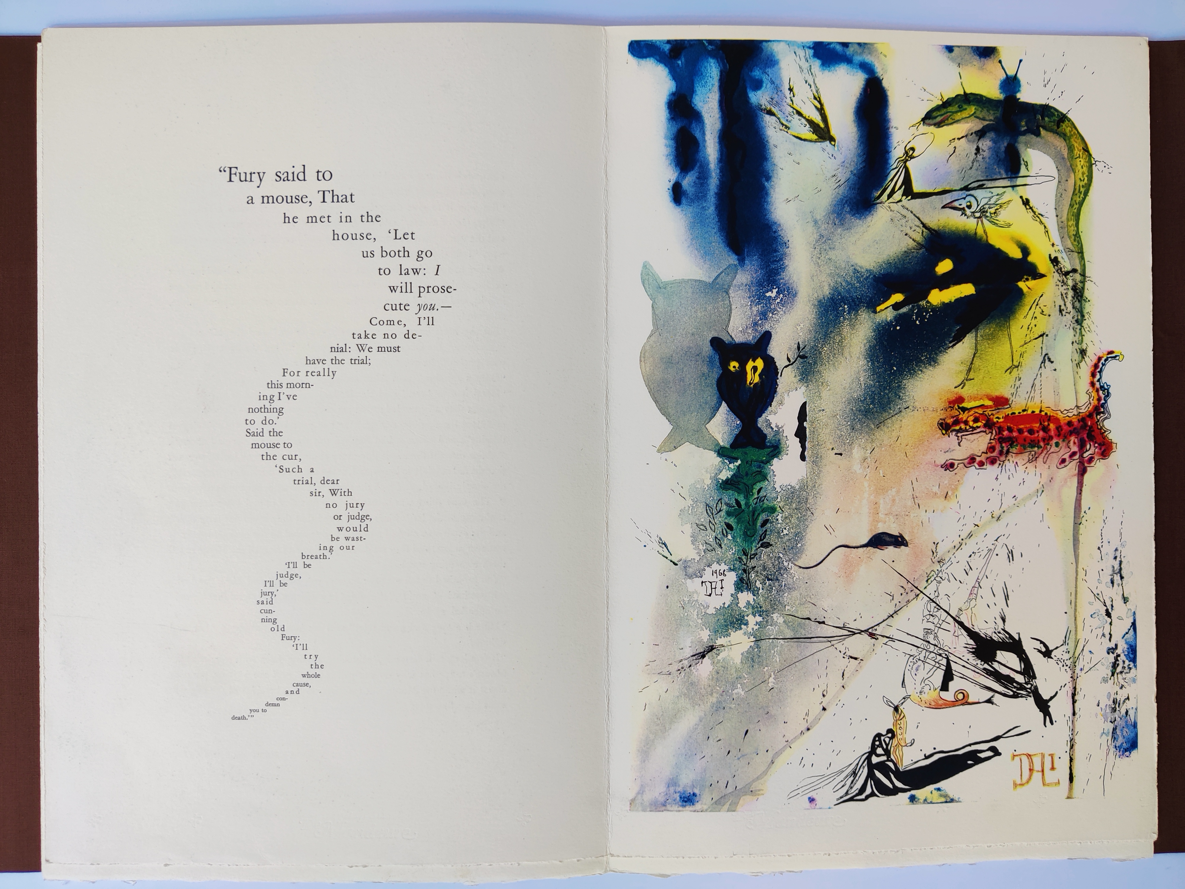 A painting of a cat sitting on top of a table.