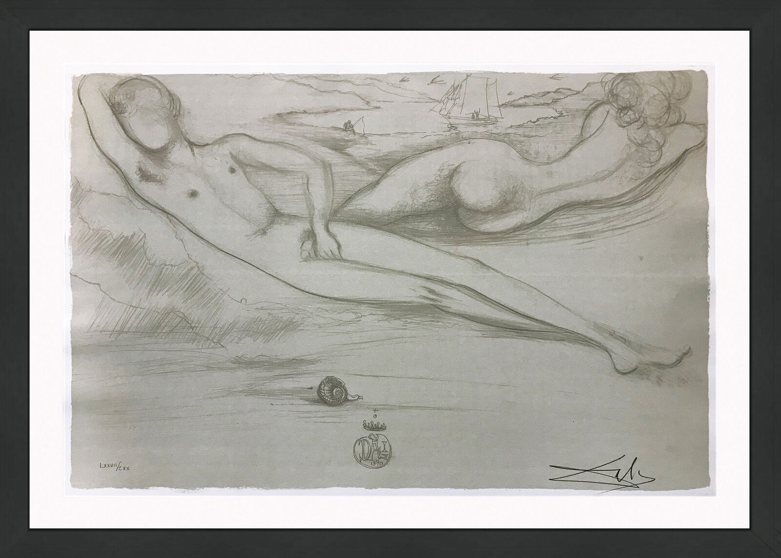 Artwork by Salvador Dalí, A La Plage (At the Beach), framed hand signed lithograph, Made of Lithograph 