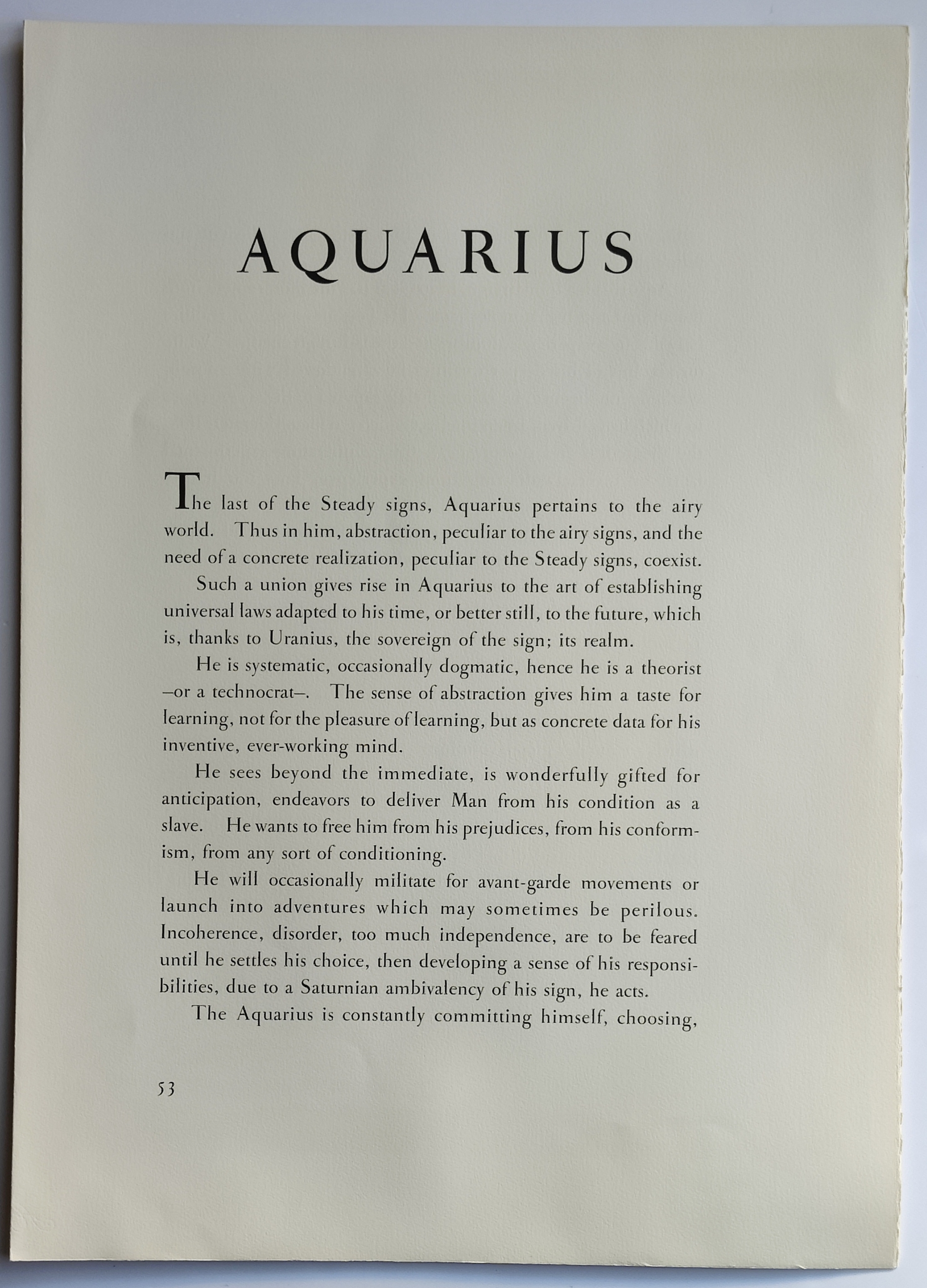 Aquarius from Signs of the Zodiac