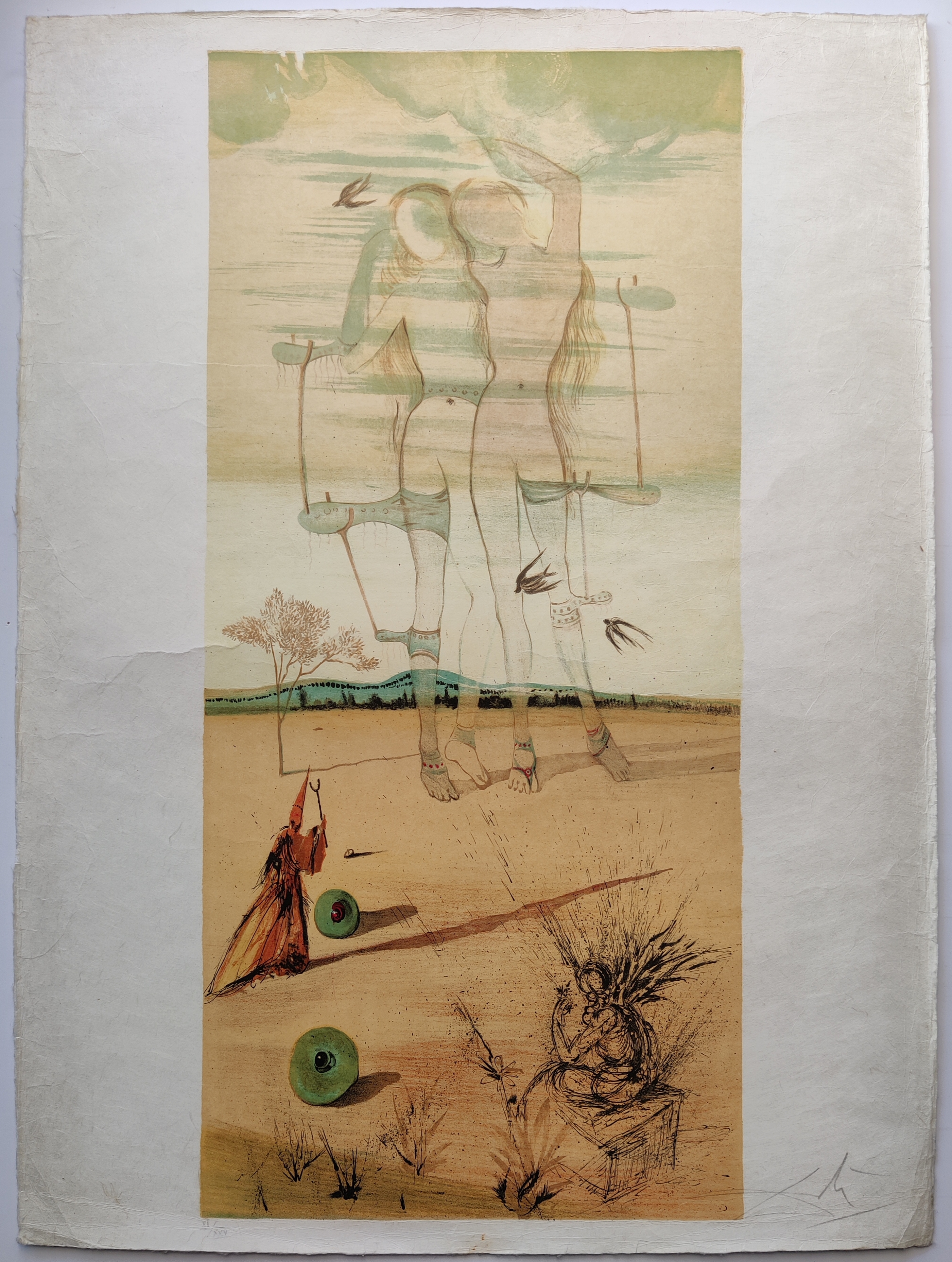 A drawing of a man and a woman in a field.