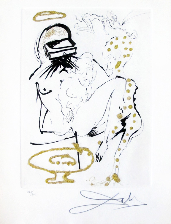 Duel aux camelias (Duel with camelias) from Les Amours Jaunes by Salvador Dalí, 1974