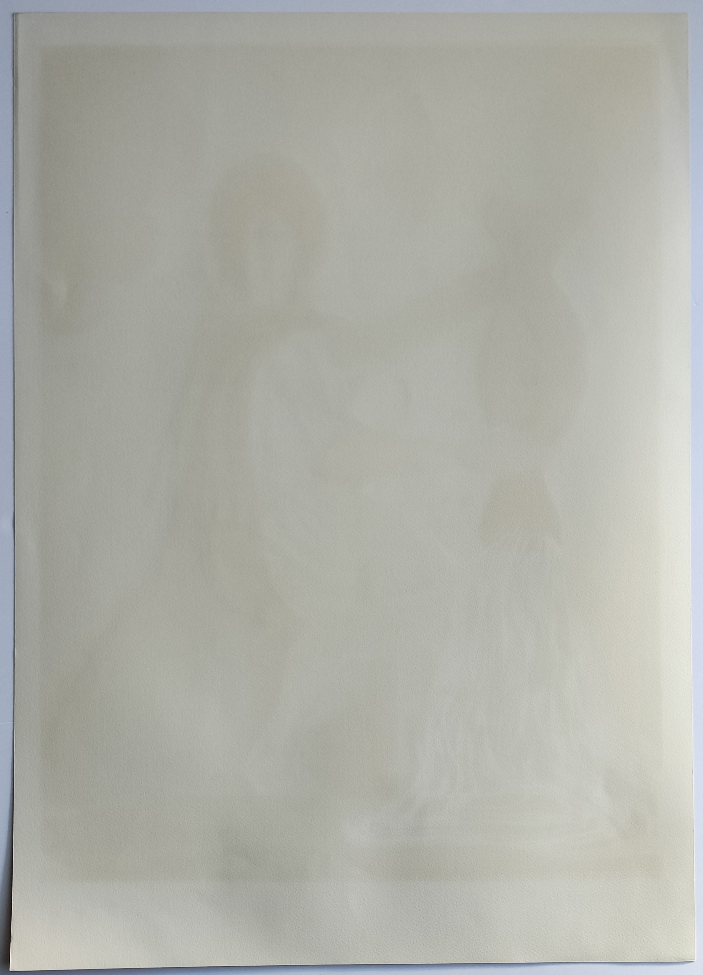 A surreal print of two nude figures emerging from a mound against a starry blue background.