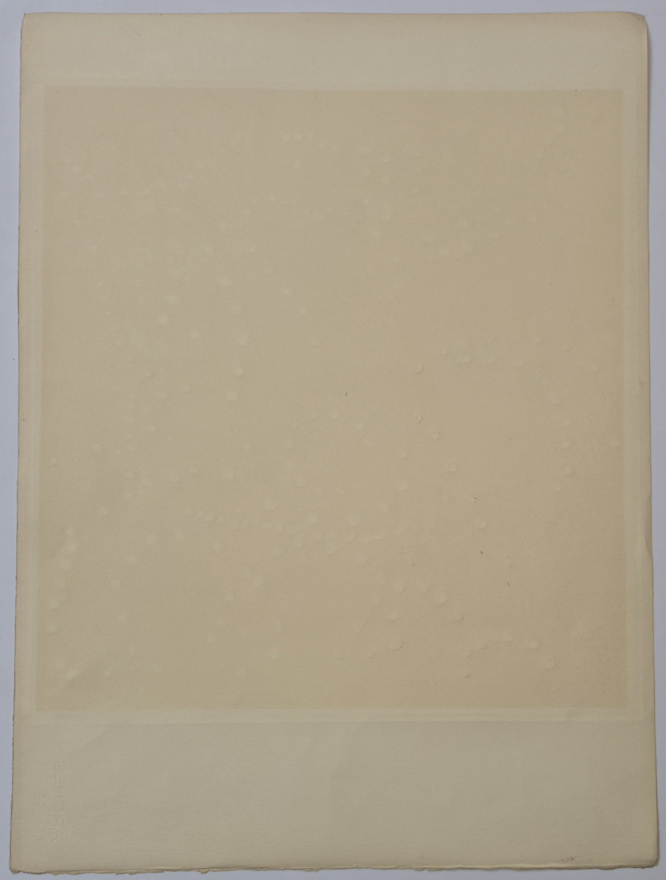 A painting of a man riding a horse on a red background.