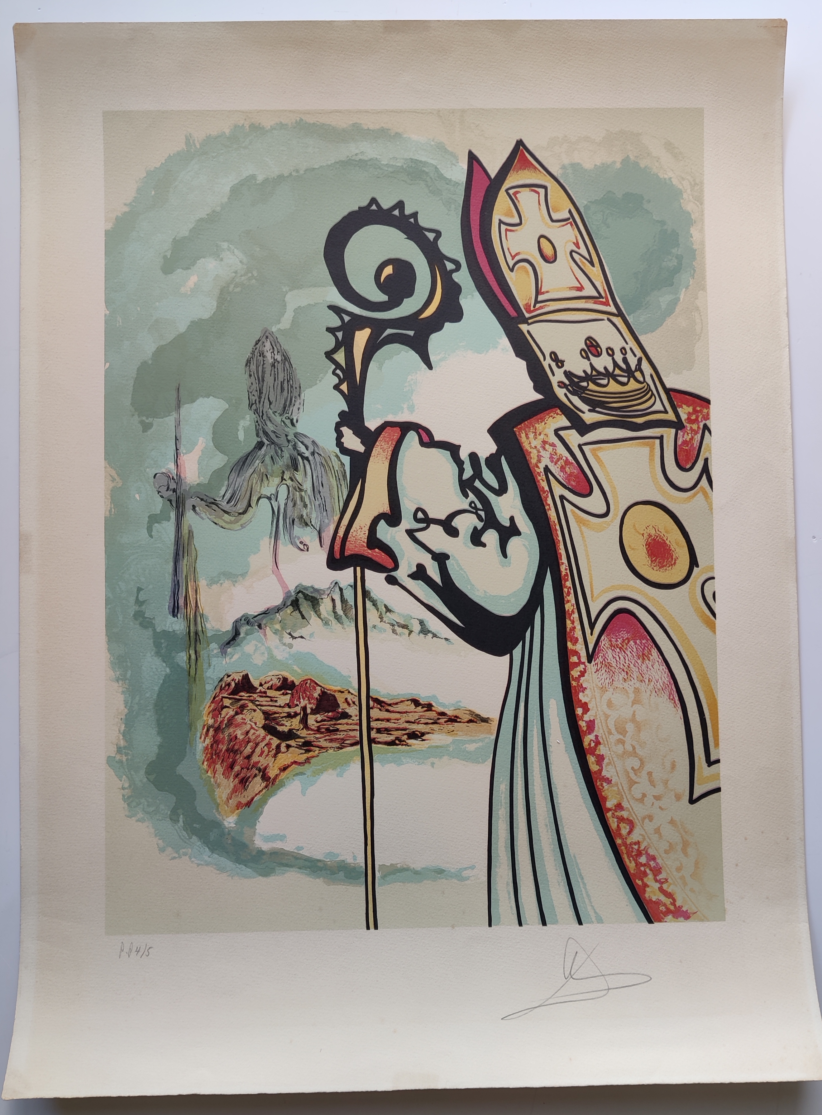 A painting of a man holding a sword and shield.