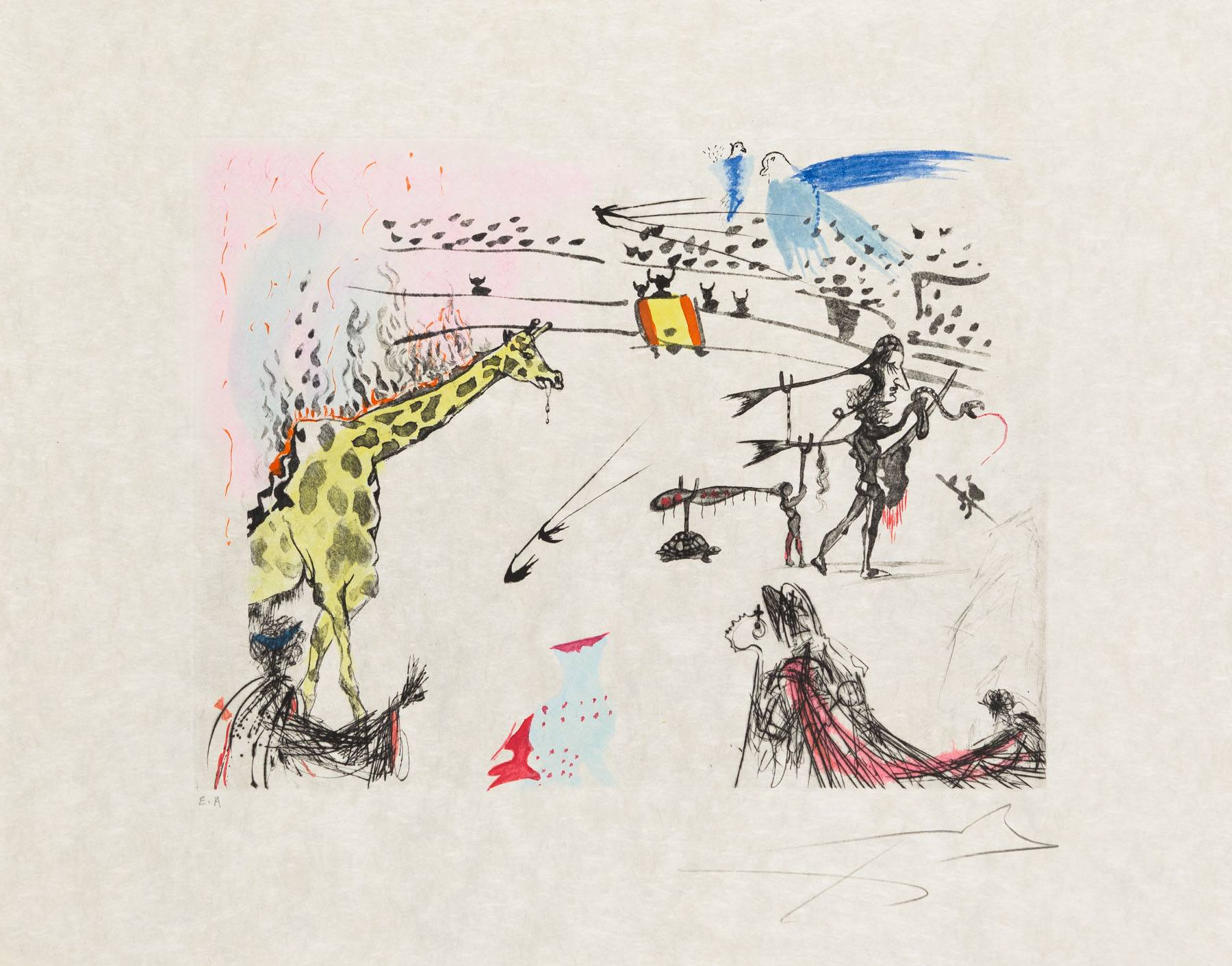 Artwork by Salvador Dalí, La Girafe En Feu, Made of Etching & Aquatint 