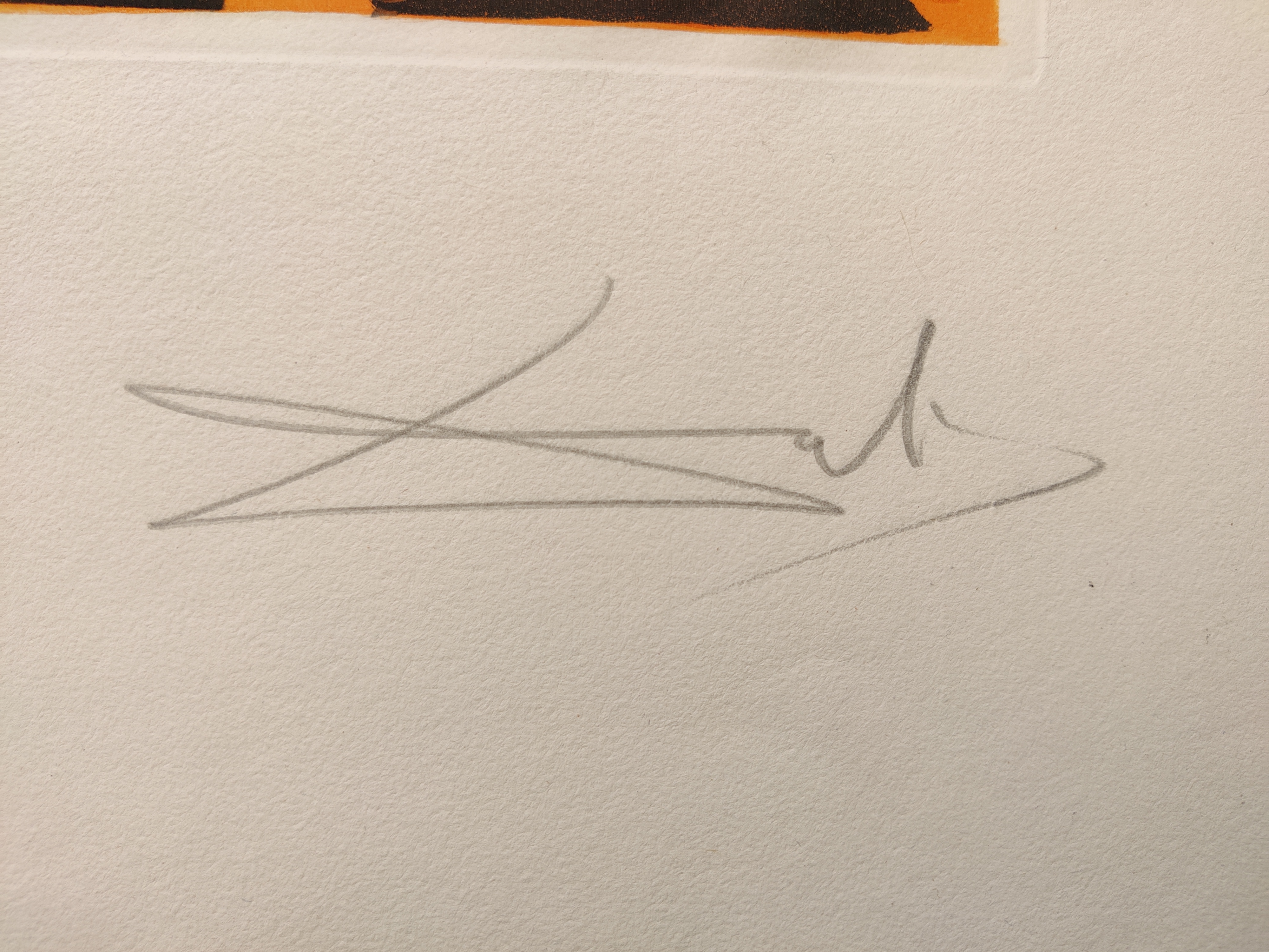 A drawing of an angel flying over a group of people.