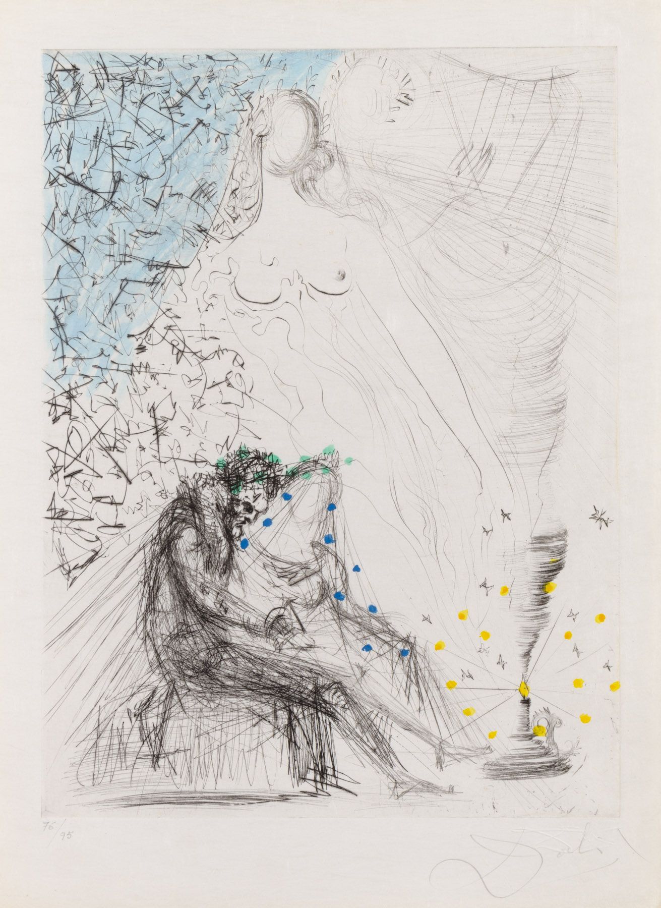 Artwork by Salvador Dalí, Le Couple À La Bougie, Made of Etching 