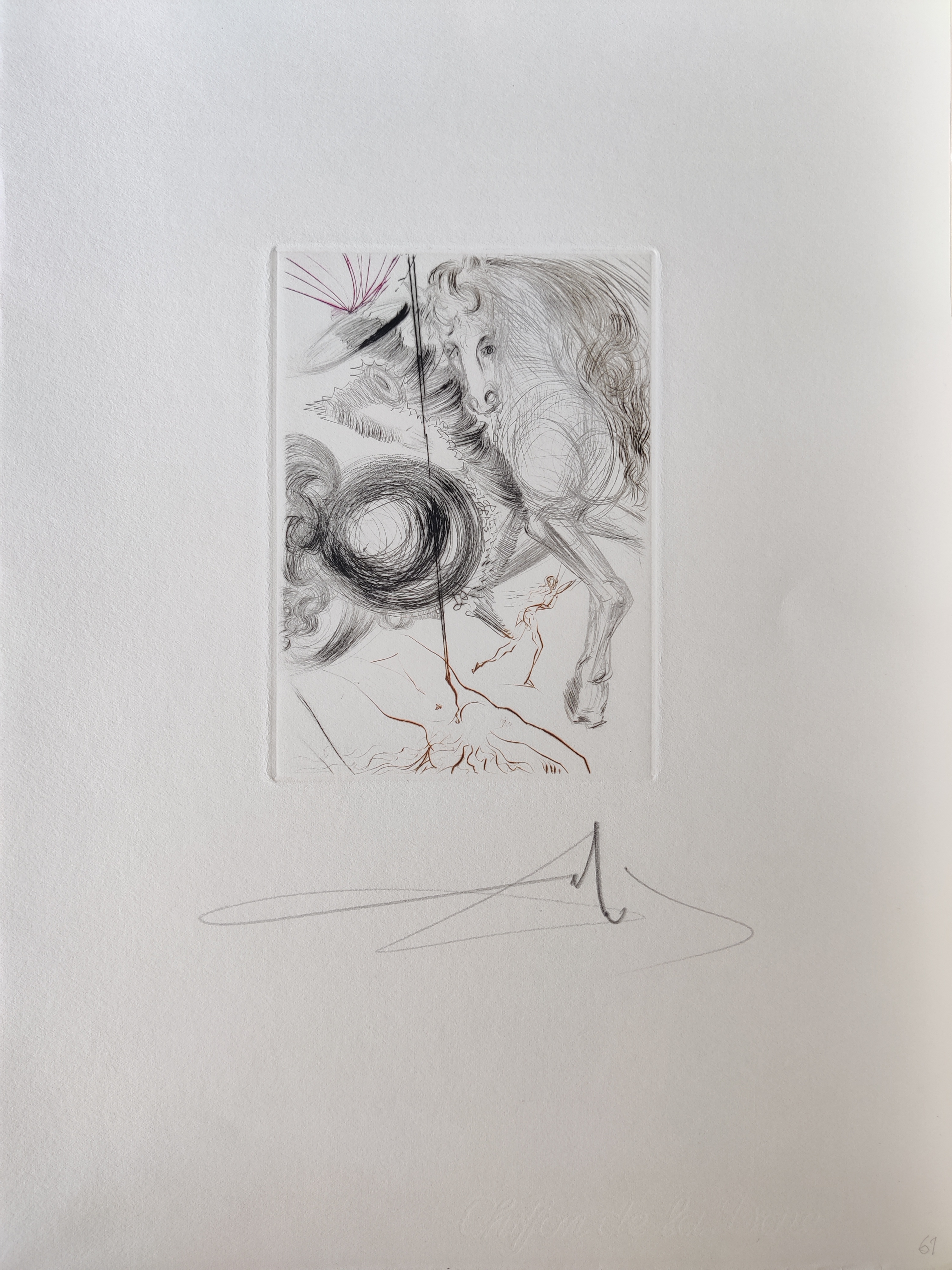 A series of drawings on a white wall. 