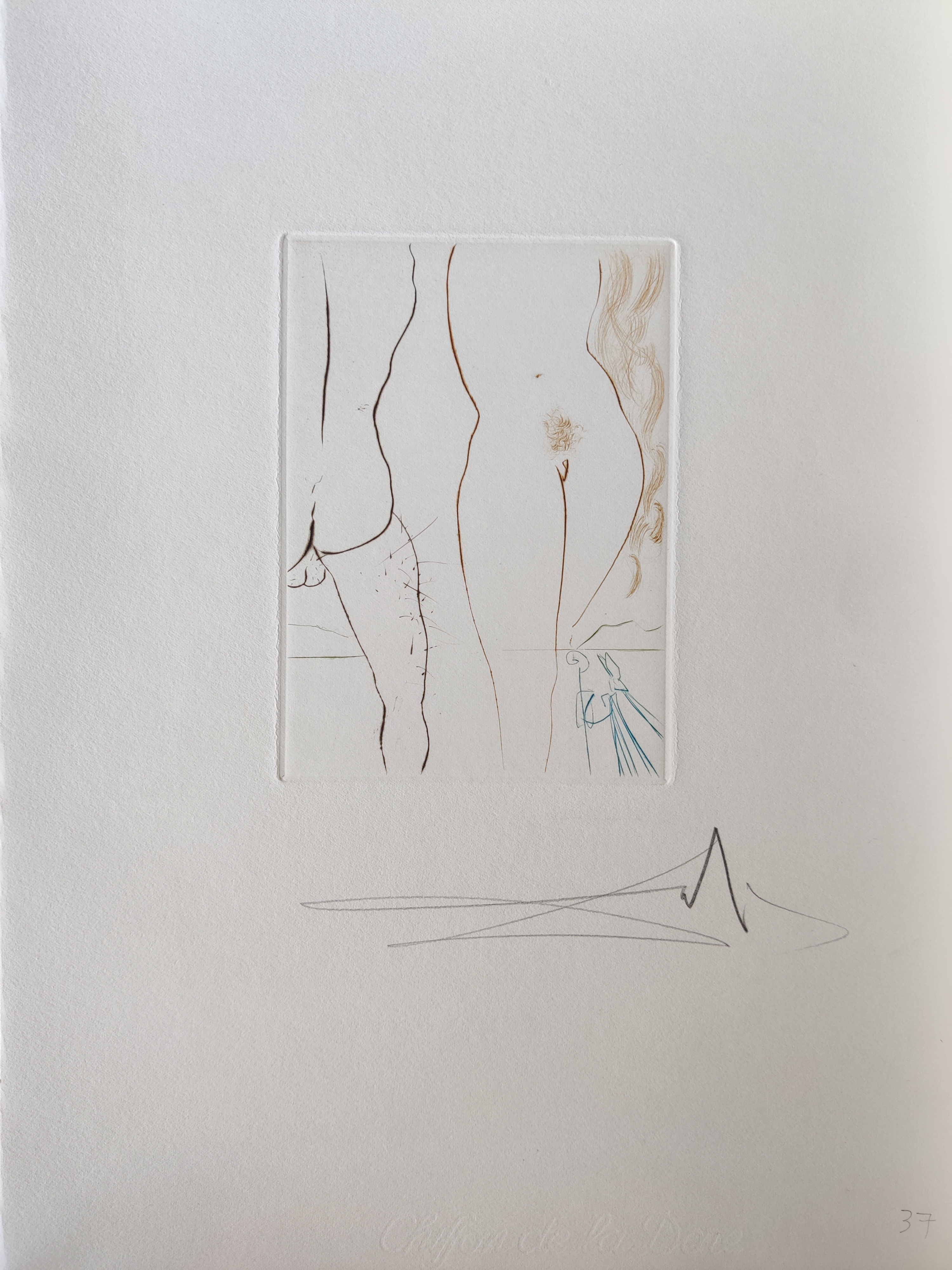 A series of drawings on a white wall. 