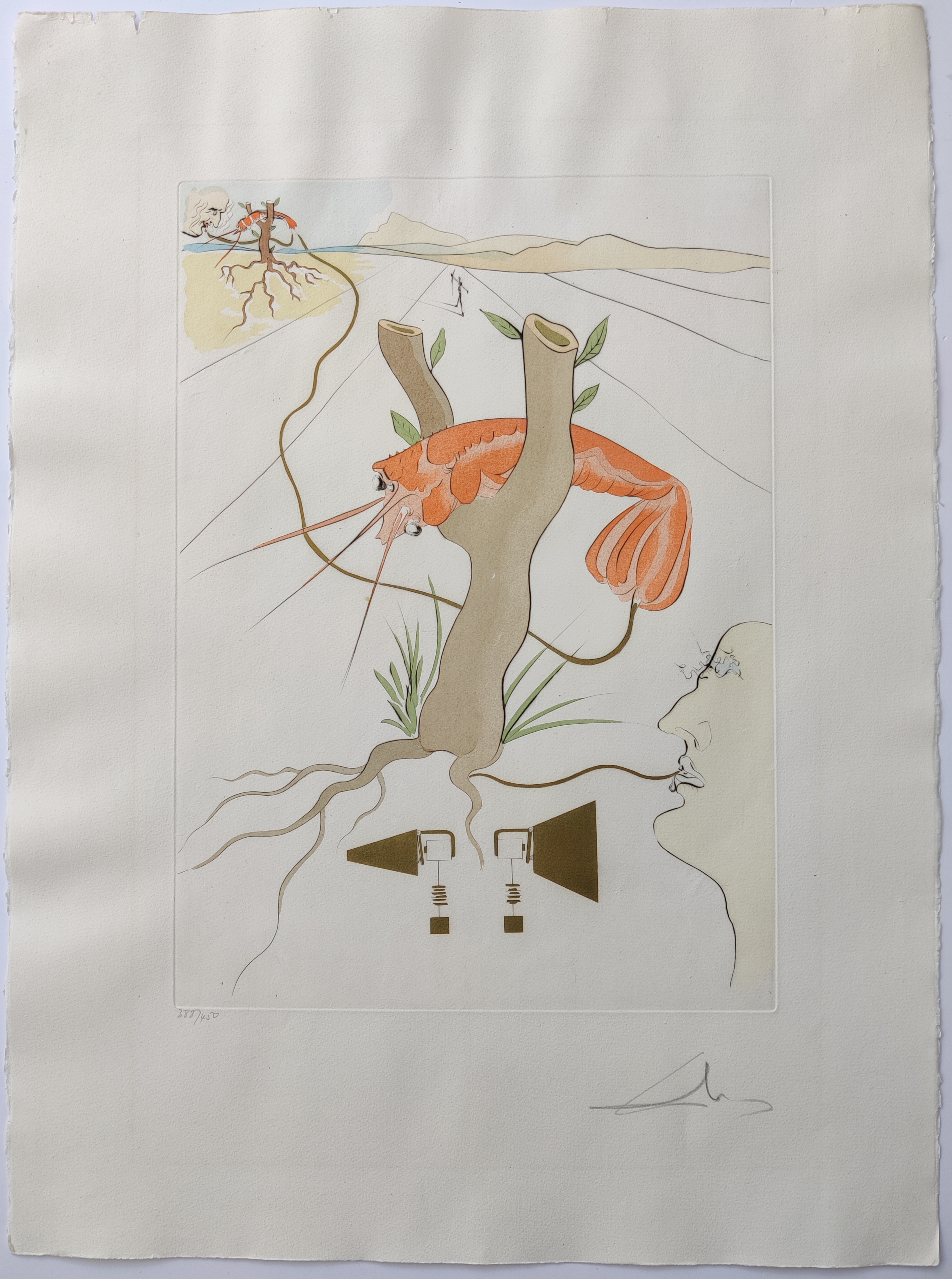 A drawing of a woman's face with a plant growing out of it.