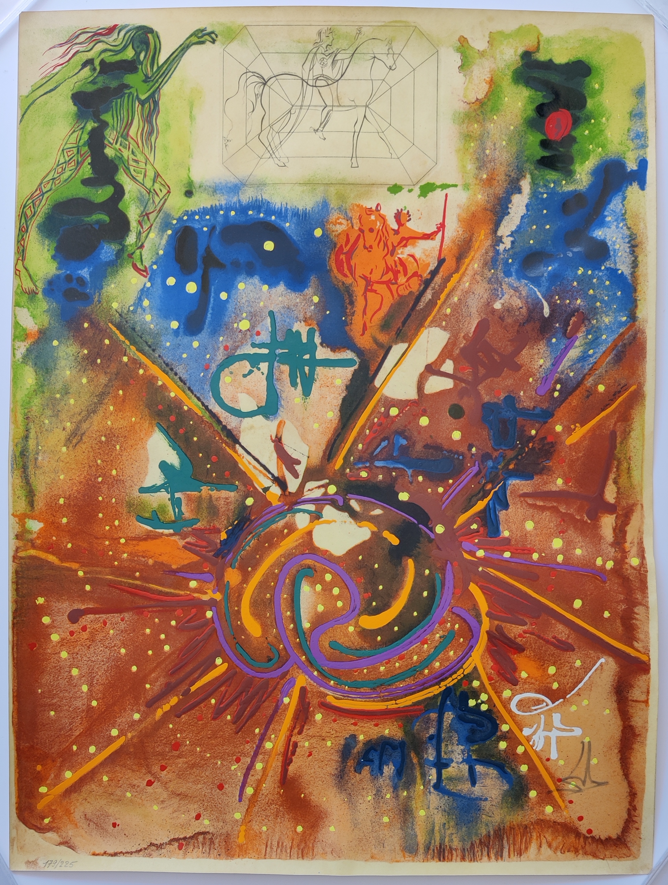 A painting on a wall in a room. 