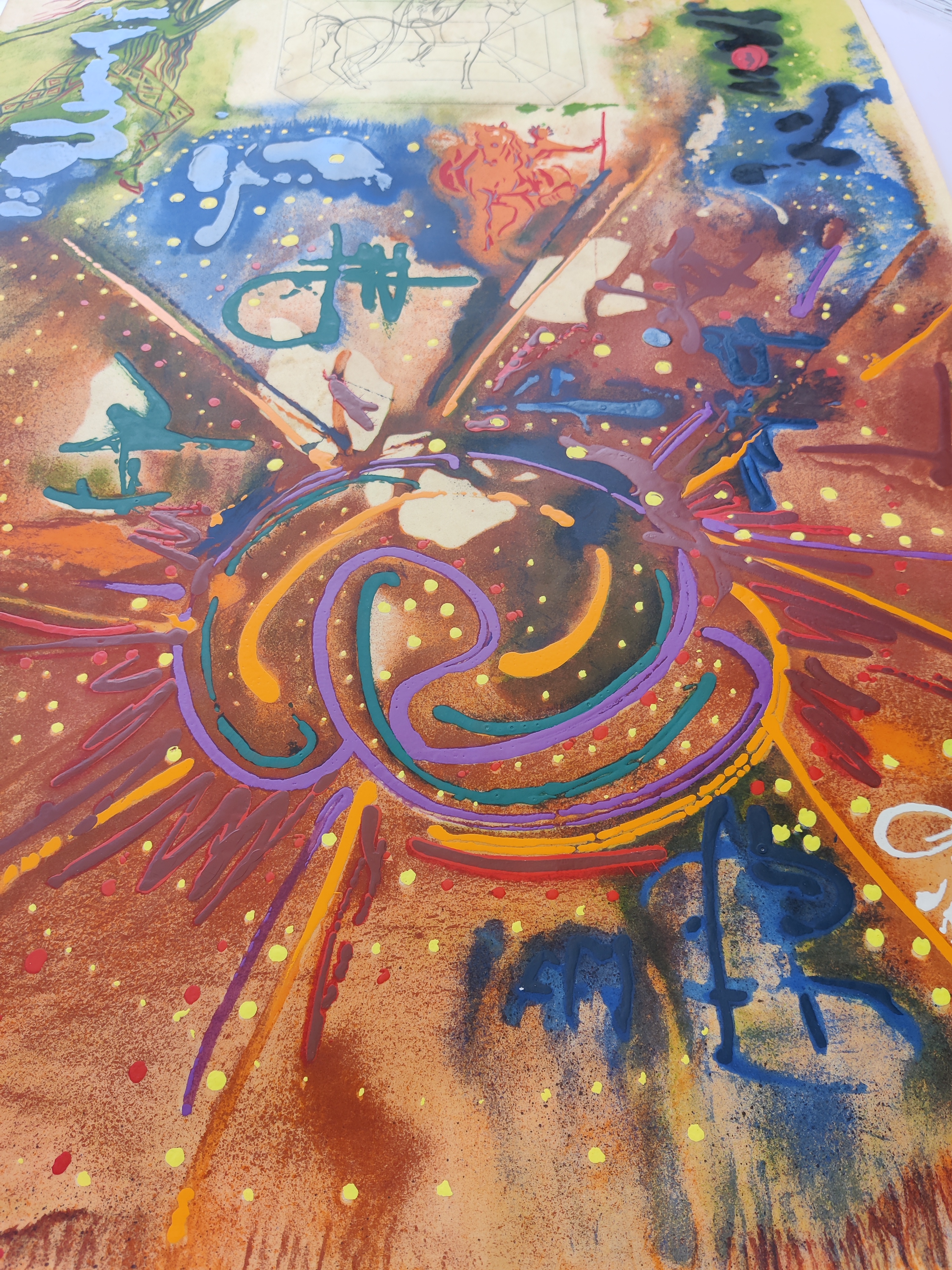 A painting on a wall in a room. 