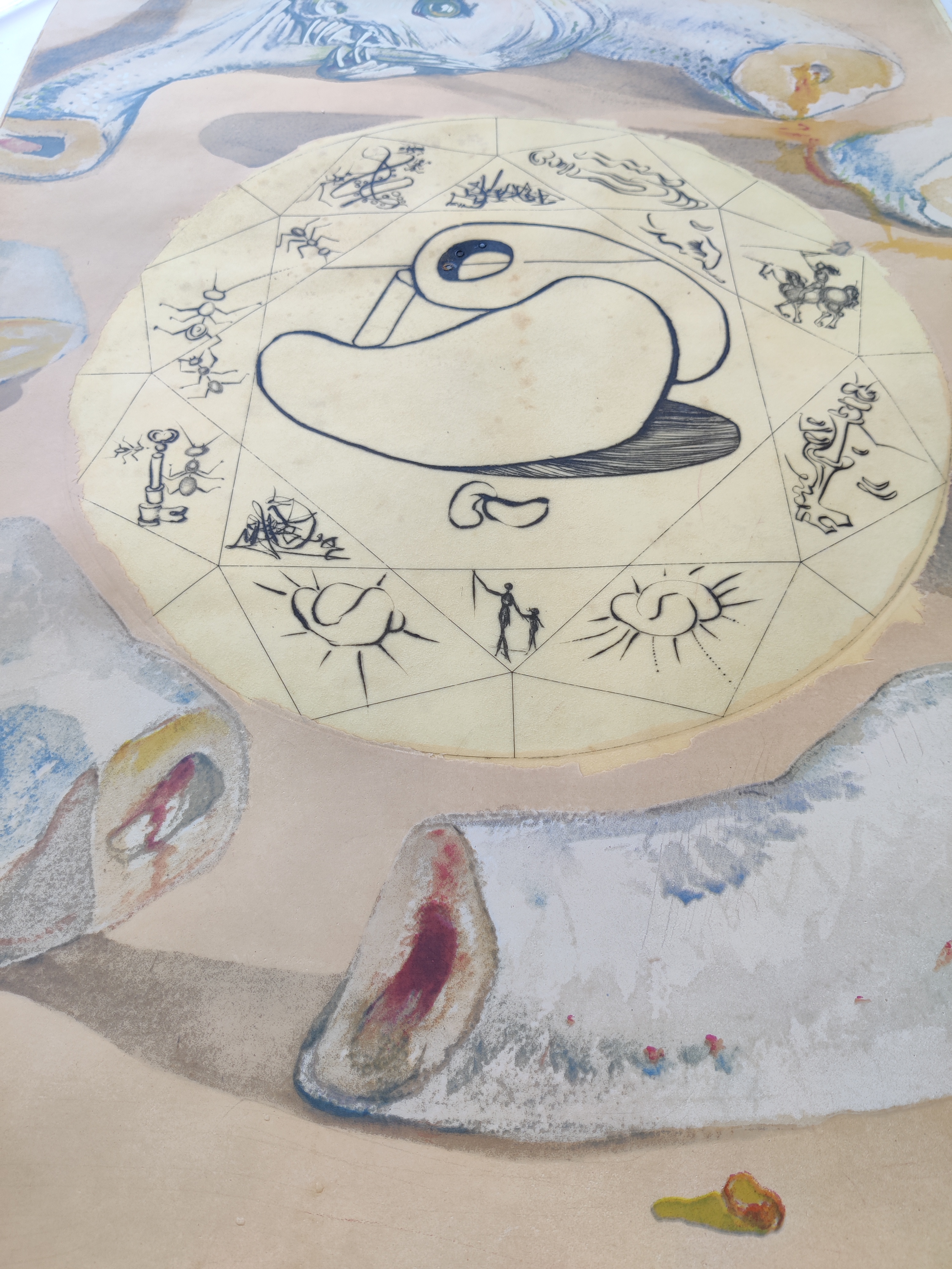 A drawing of a fish with a yin and yang symbol on it.