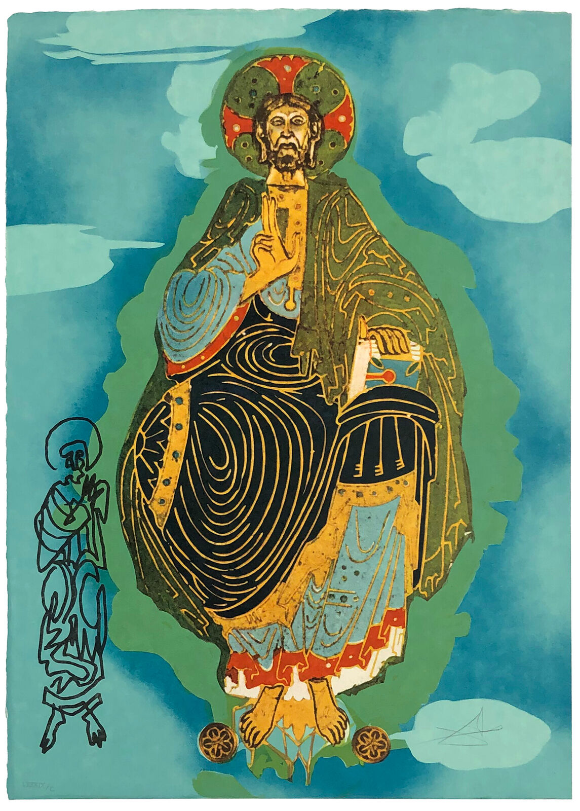 Artwork by Salvador Dalí, Pantocrator - Christ In His Majesty (Tarot 3 of Coins), hand signed lithograph, Made of Lithograph 